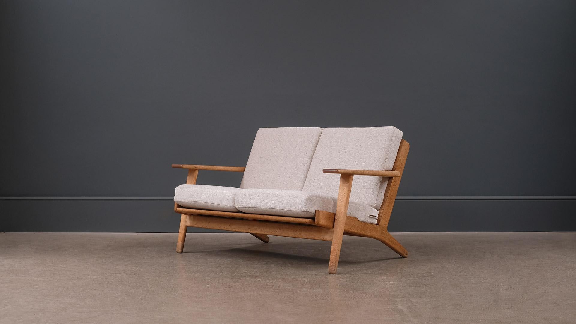 Scandinavian Modern Hans Wegner 2-Seat Oak Sofa