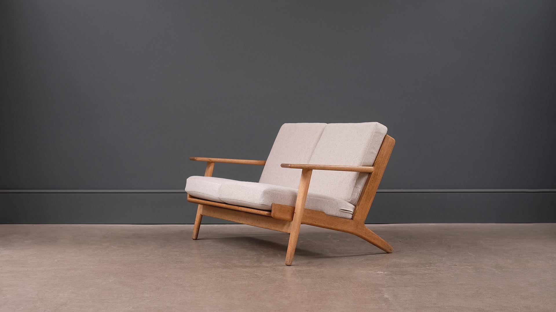 Danish Hans Wegner 2-Seat Oak Sofa