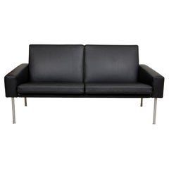 Hans Wegner 2, Pers Airport Sofa Reupholstered with Black Bizon Leather