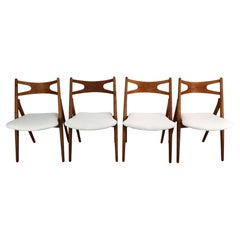 Vintage Hans Wegner 4x CH-29 Sawbuck Chairs Danish Design