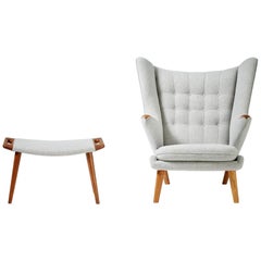 Hans Wegner AP-19 Papa Bear Chair and Ottoman, Oak