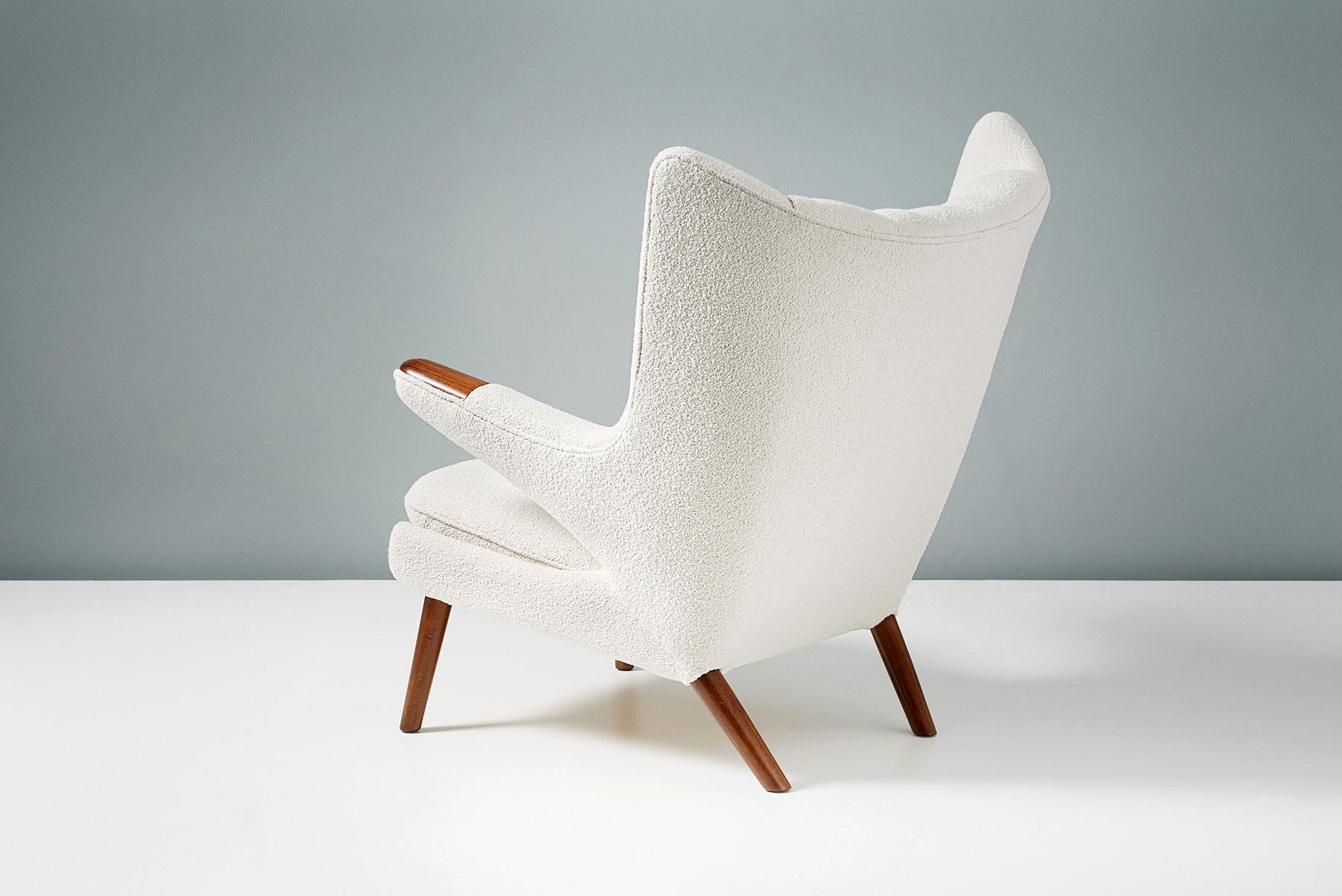 Mid-20th Century Hans Wegner AP-19 Papa Bear Chair in Boucle Fabric