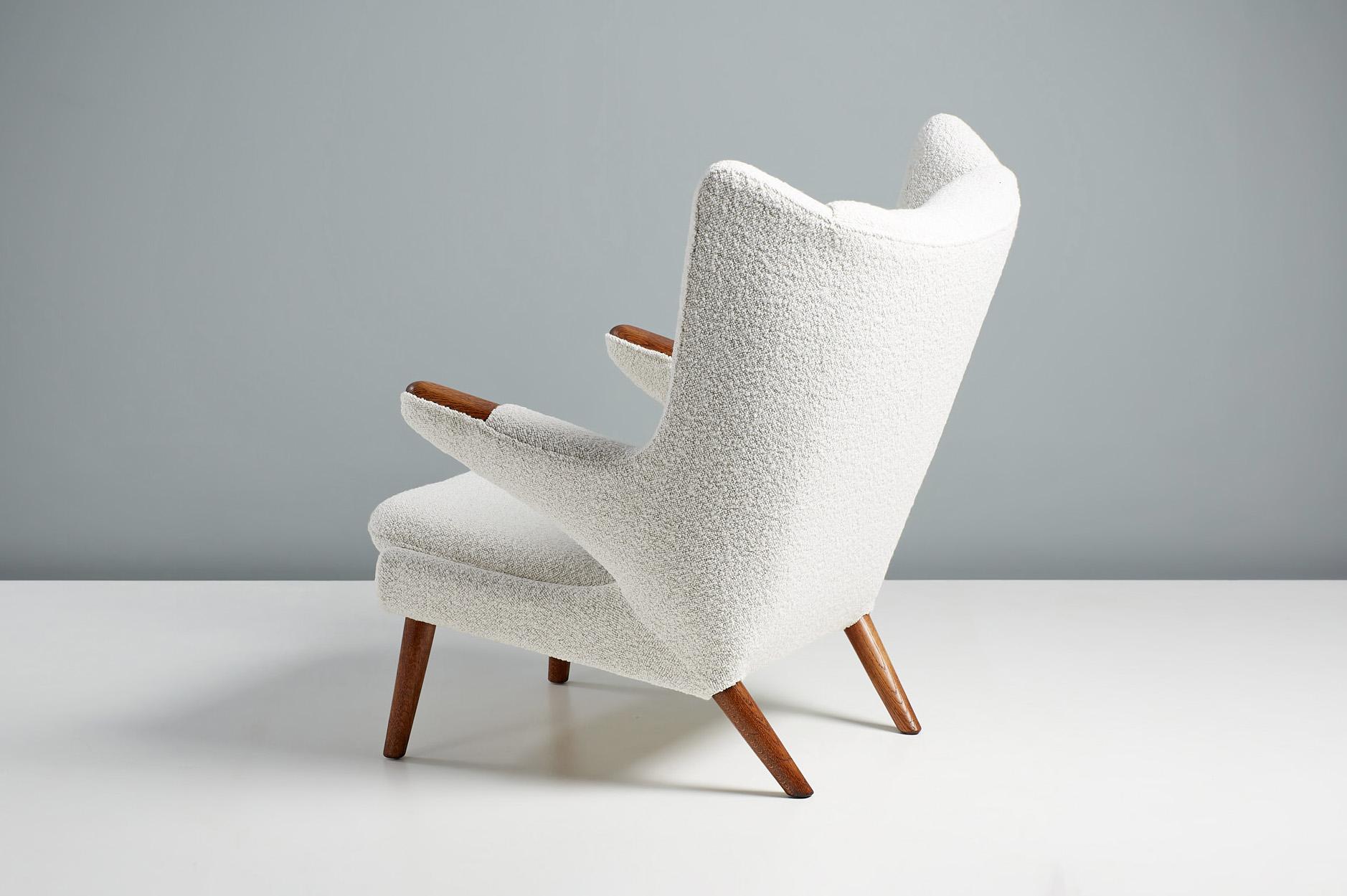 Danish Hans Wegner AP-19 Papa Bear Chair in Boucle Wool Fabric