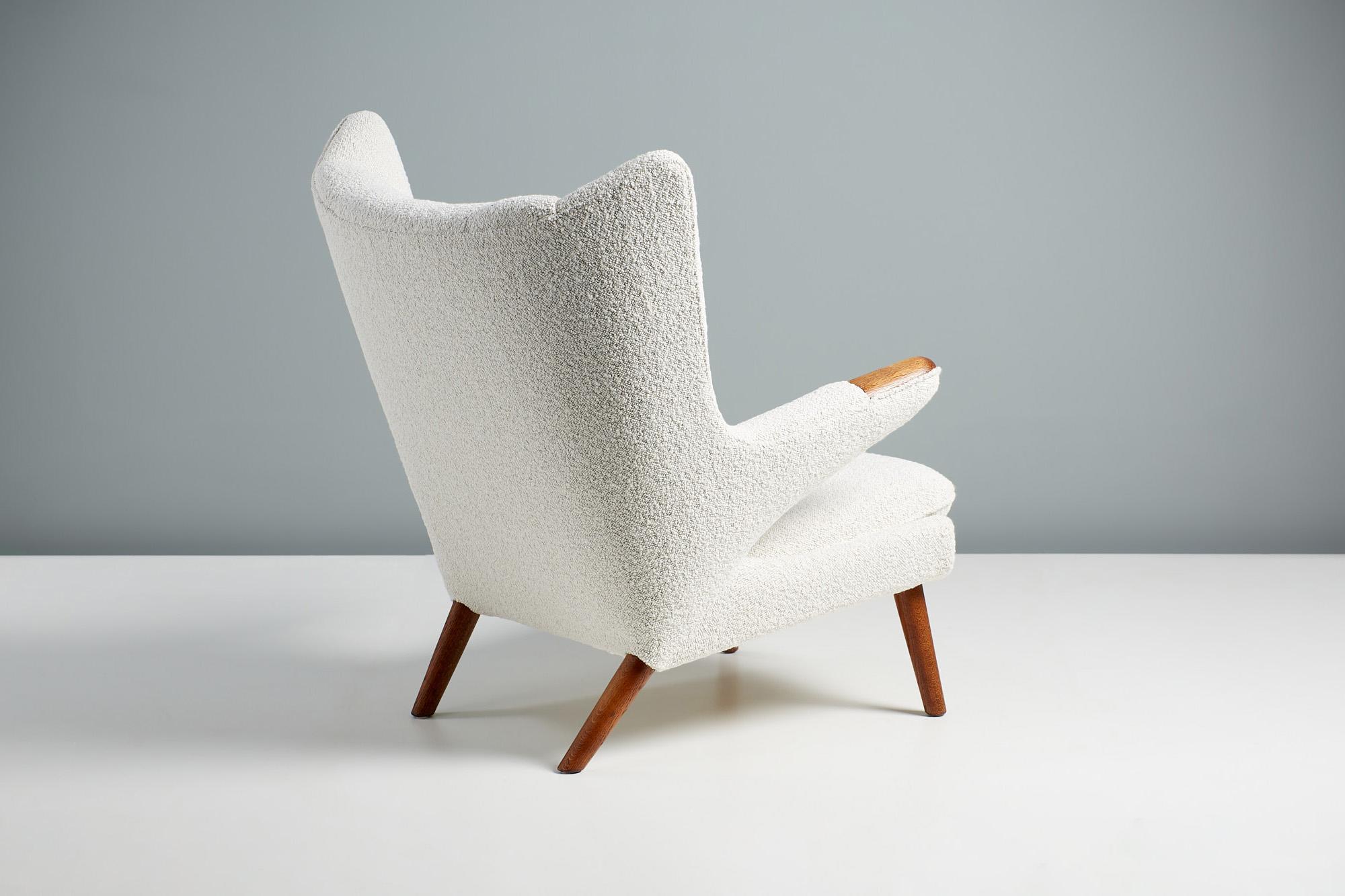 Mid-20th Century Hans Wegner AP-19 Papa Bear Chair in Boucle Wool Fabric