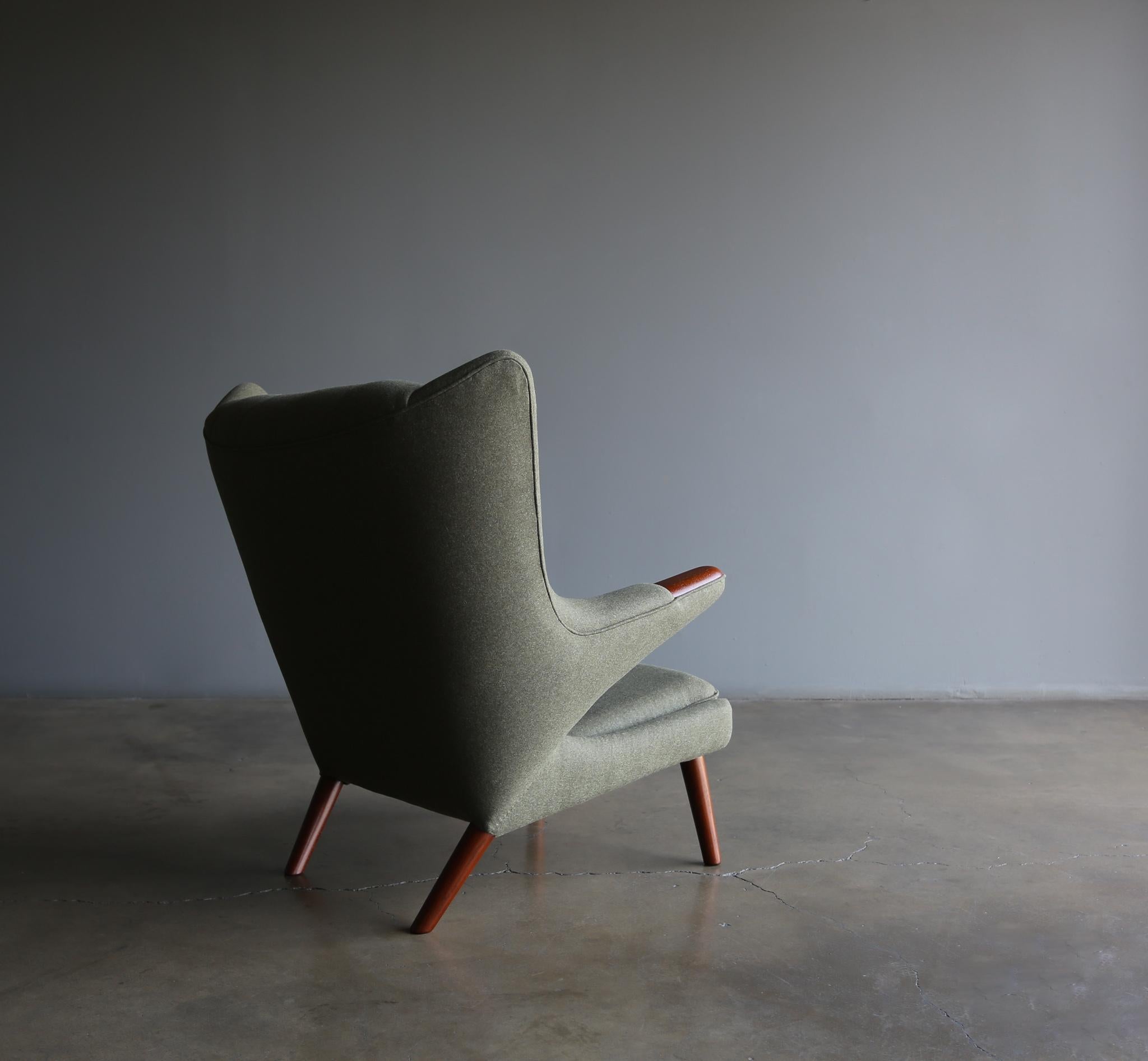 Fabric Hans Wegner AP-19 Papa Bear Chair in for A.P. Stolen, Denmark, circa 1952