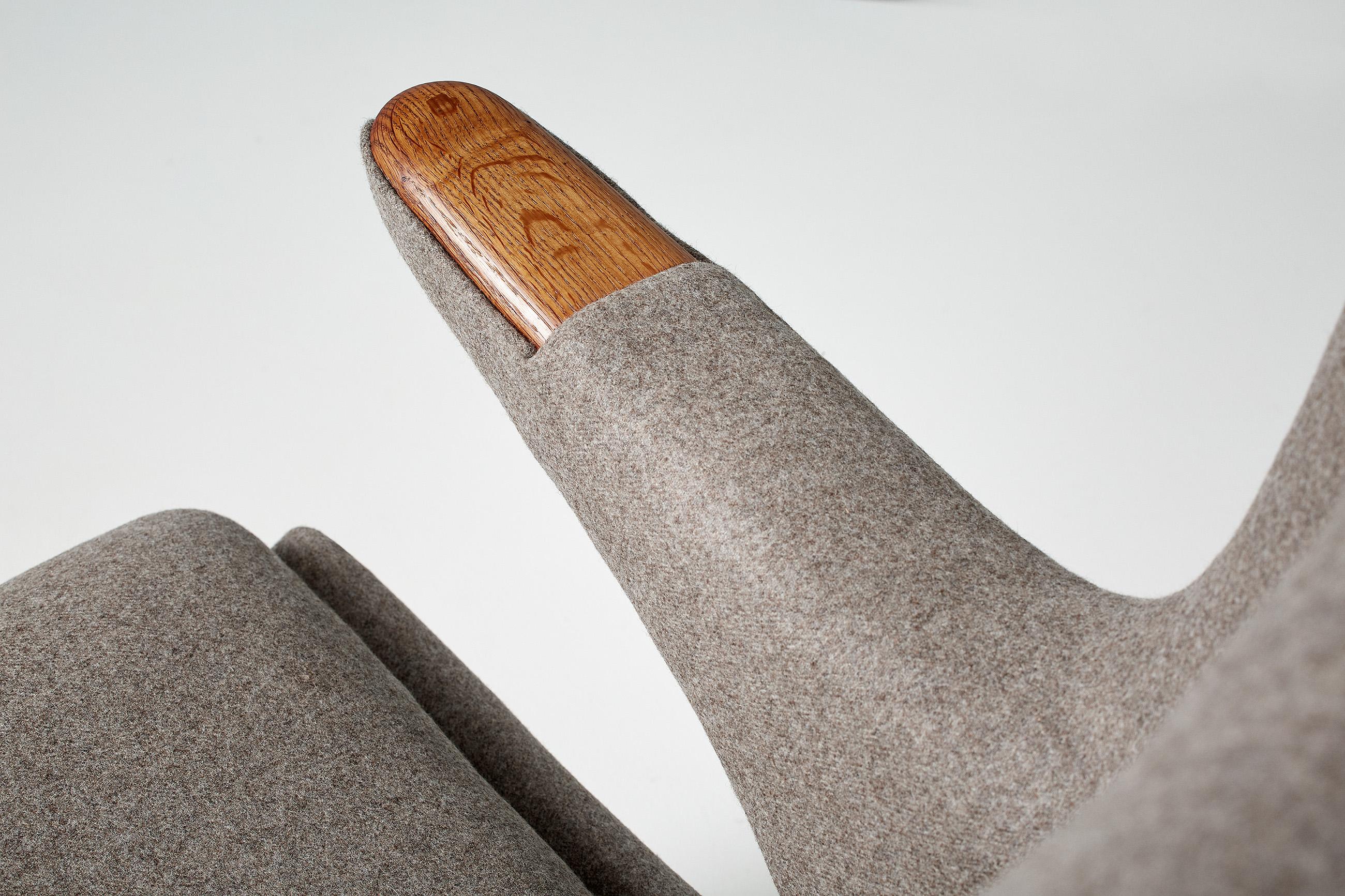 Hans Wegner AP-19 Papa Bear Chair in Grey Wool Fabric 1