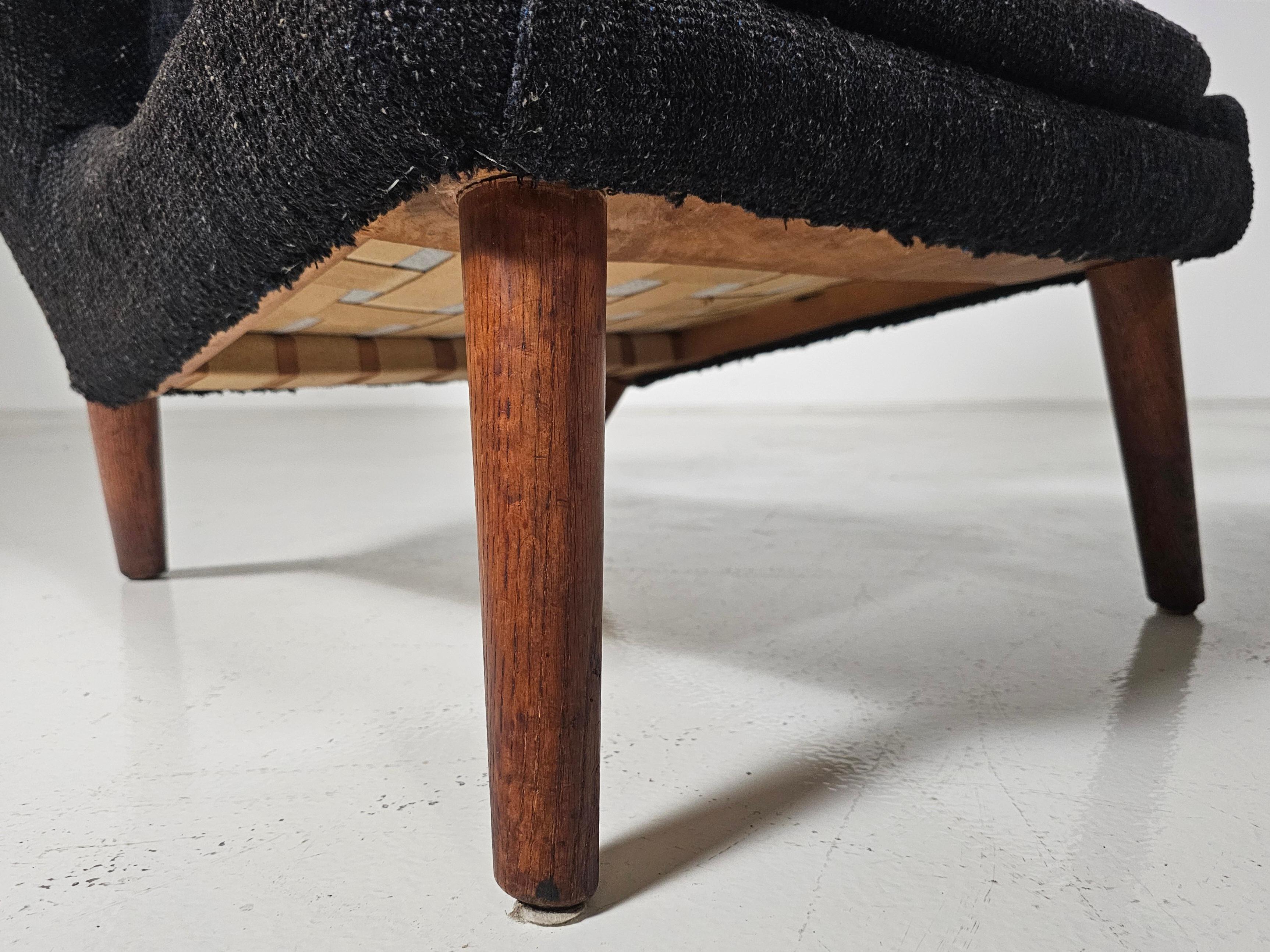 Hans Wegner AP-19 Papa Bear Lounge chair in Grey wool, 1950s 2