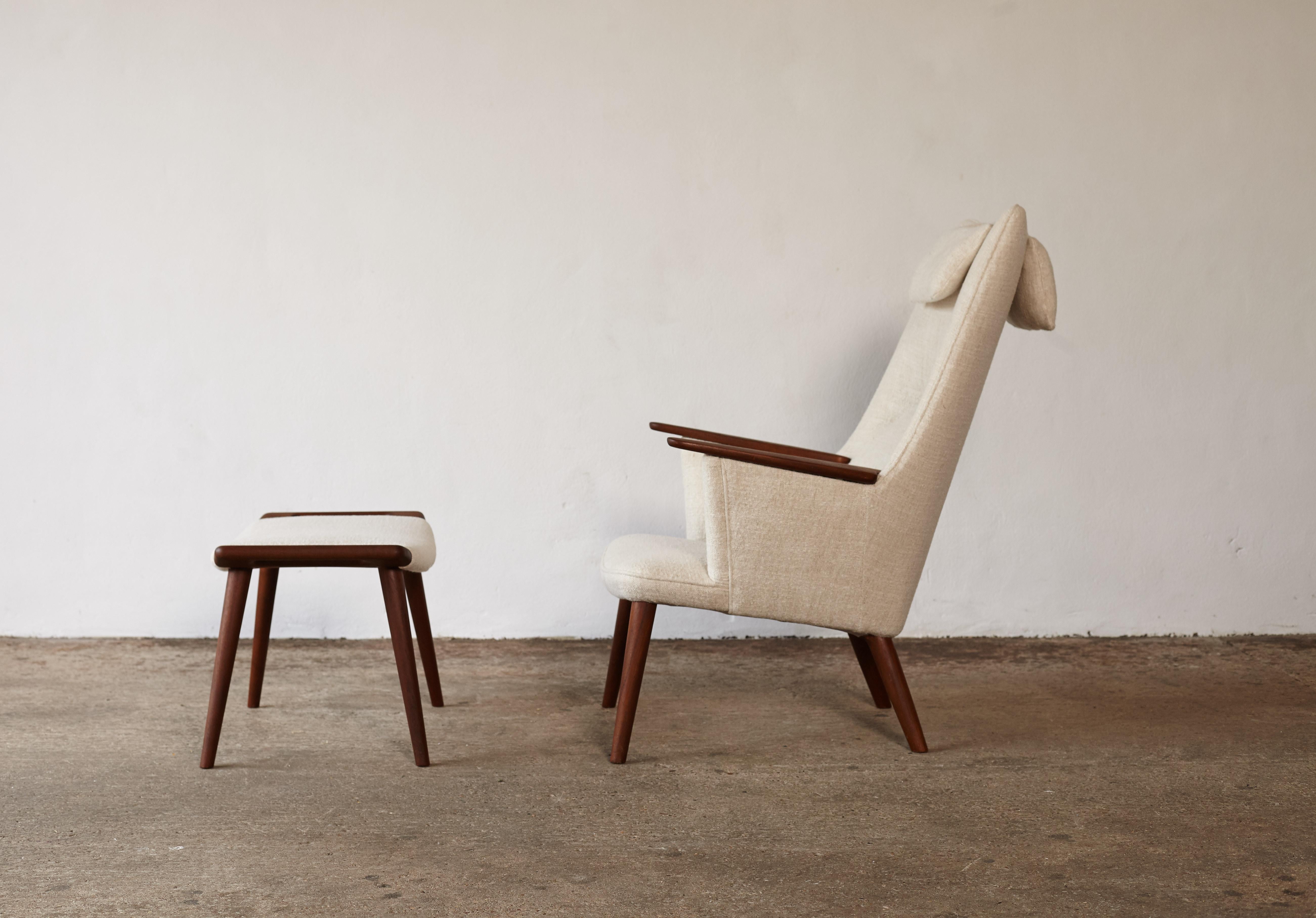 Mid-Century Modern Hans Wegner AP-27 Chair and Ottoman, AP Stolen, Denmark, 1950s