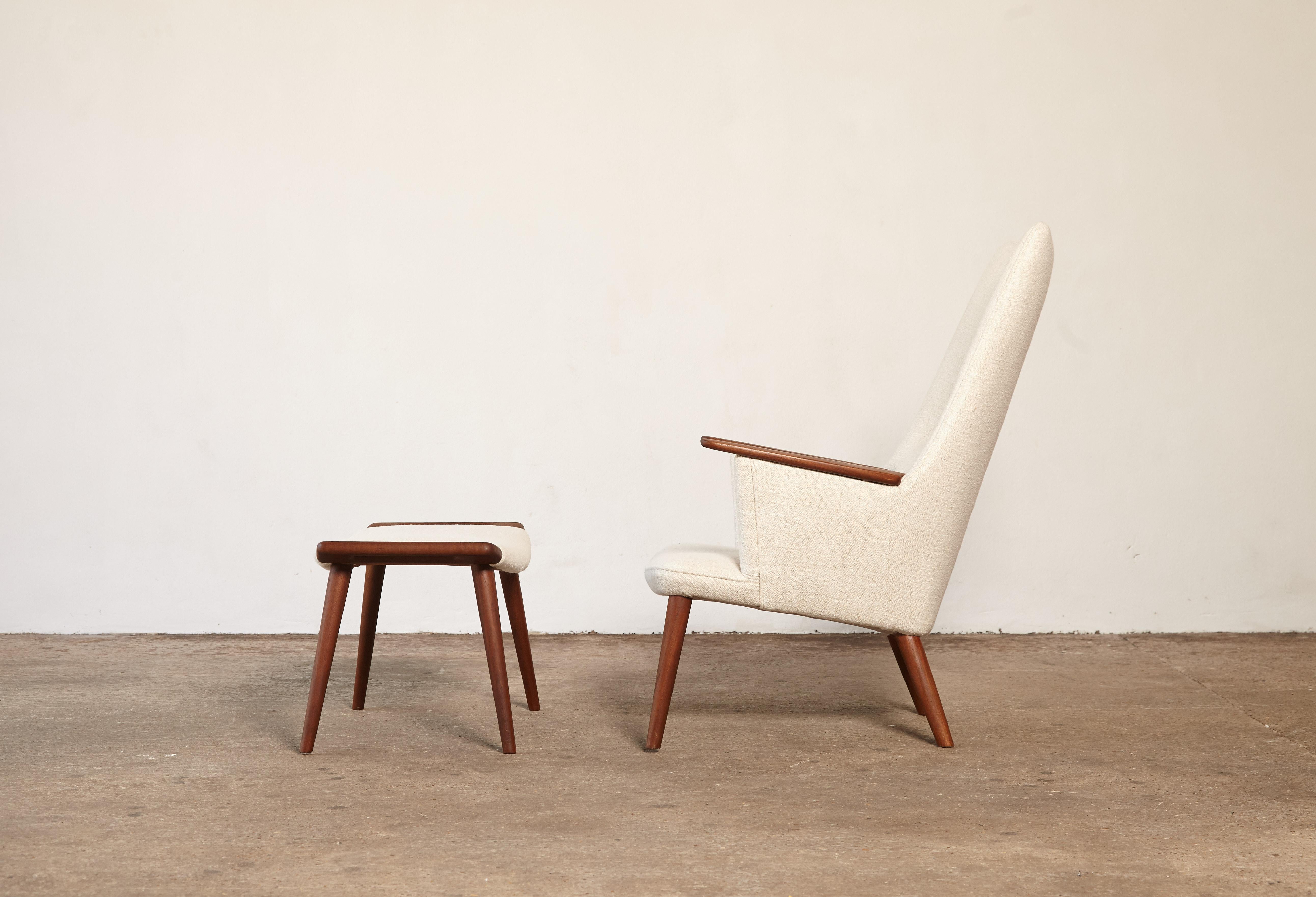 Fabric Hans Wegner AP-27 Chair and Ottoman, AP Stolen, Denmark, 1950s