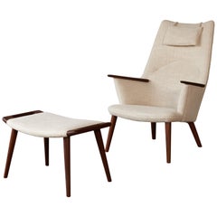 Hans Wegner AP-27 Stuhl und Ottomane:: AP Stolen:: Dänemark:: 1950er Jahre