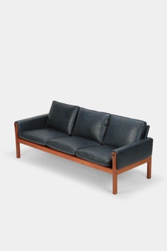 Hans Wegner AP 62 Sofa Teak & Leather Denmark, 1960s