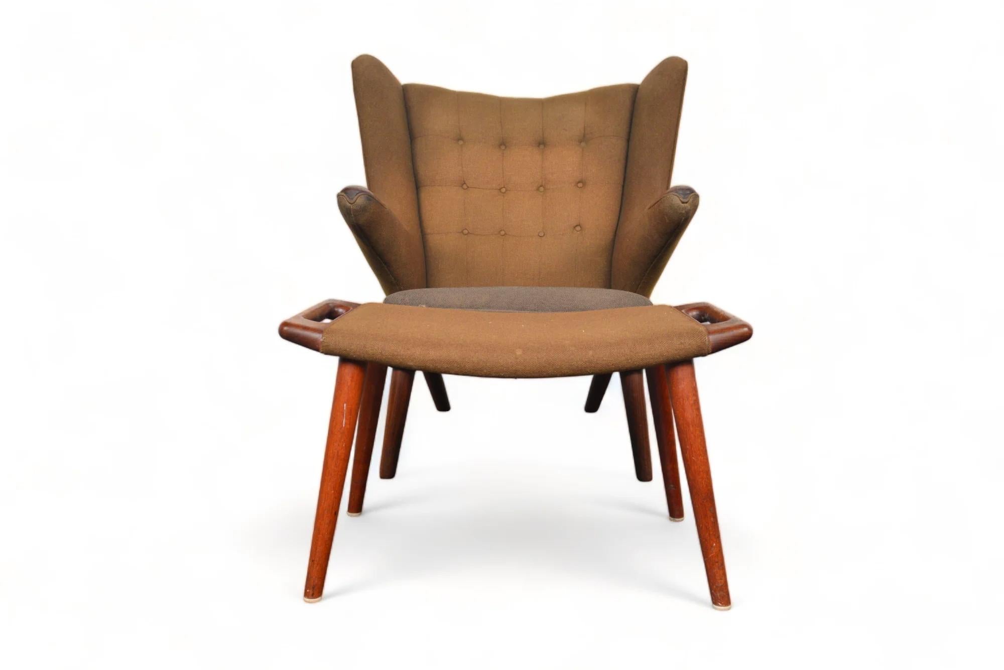 Hans Wegner Ap19 Papa Bear Chair + Ottoman For Sale 7