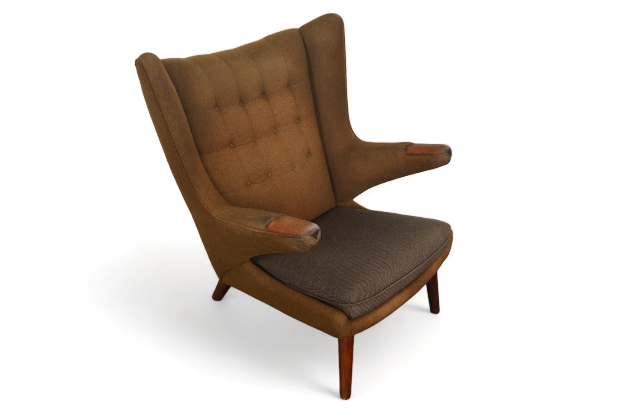 Mid-Century Modern Hans Wegner Ap19 Papa Bear Chair + Ottoman For Sale