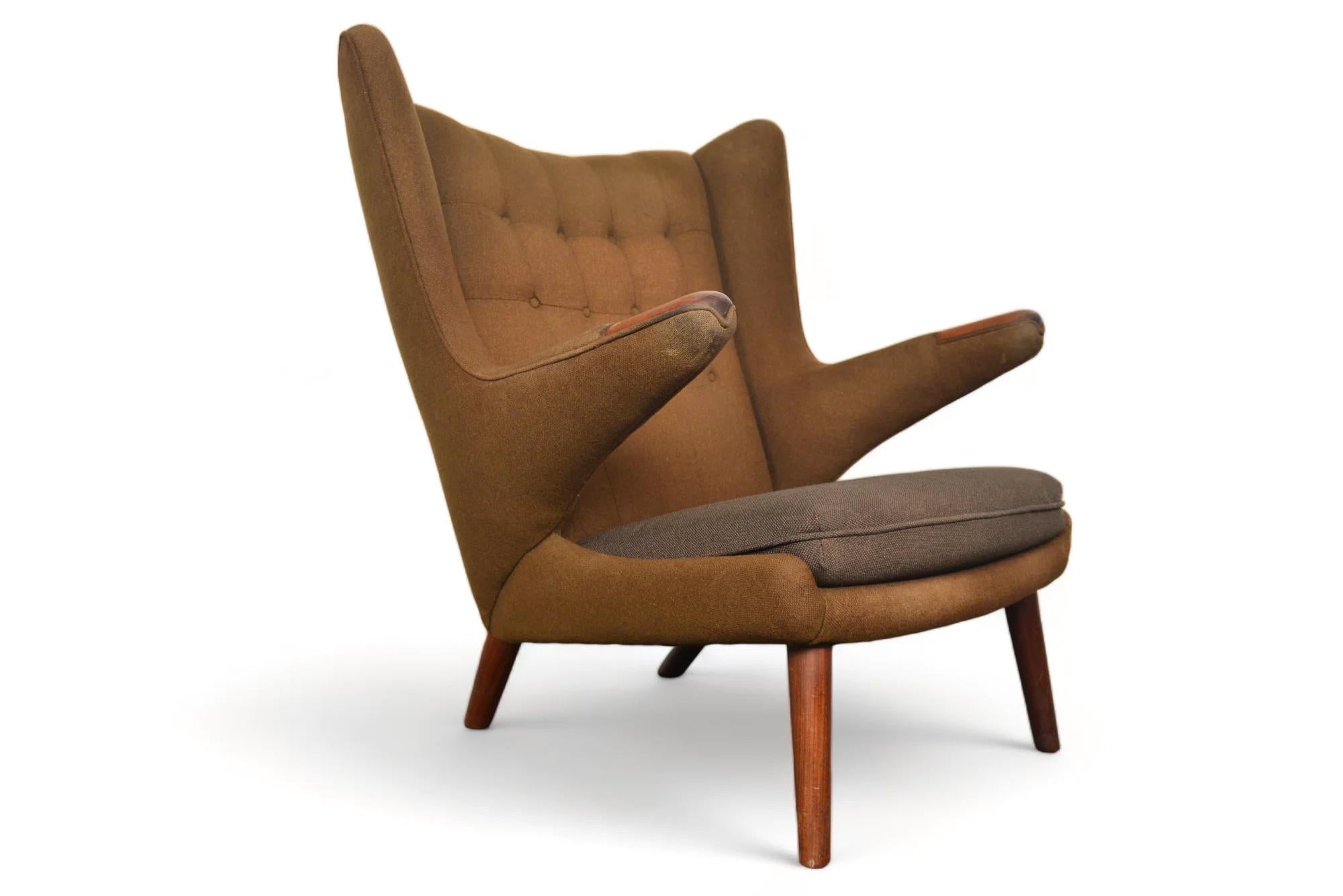 Danish Hans Wegner Ap19 Papa Bear Chair + Ottoman For Sale