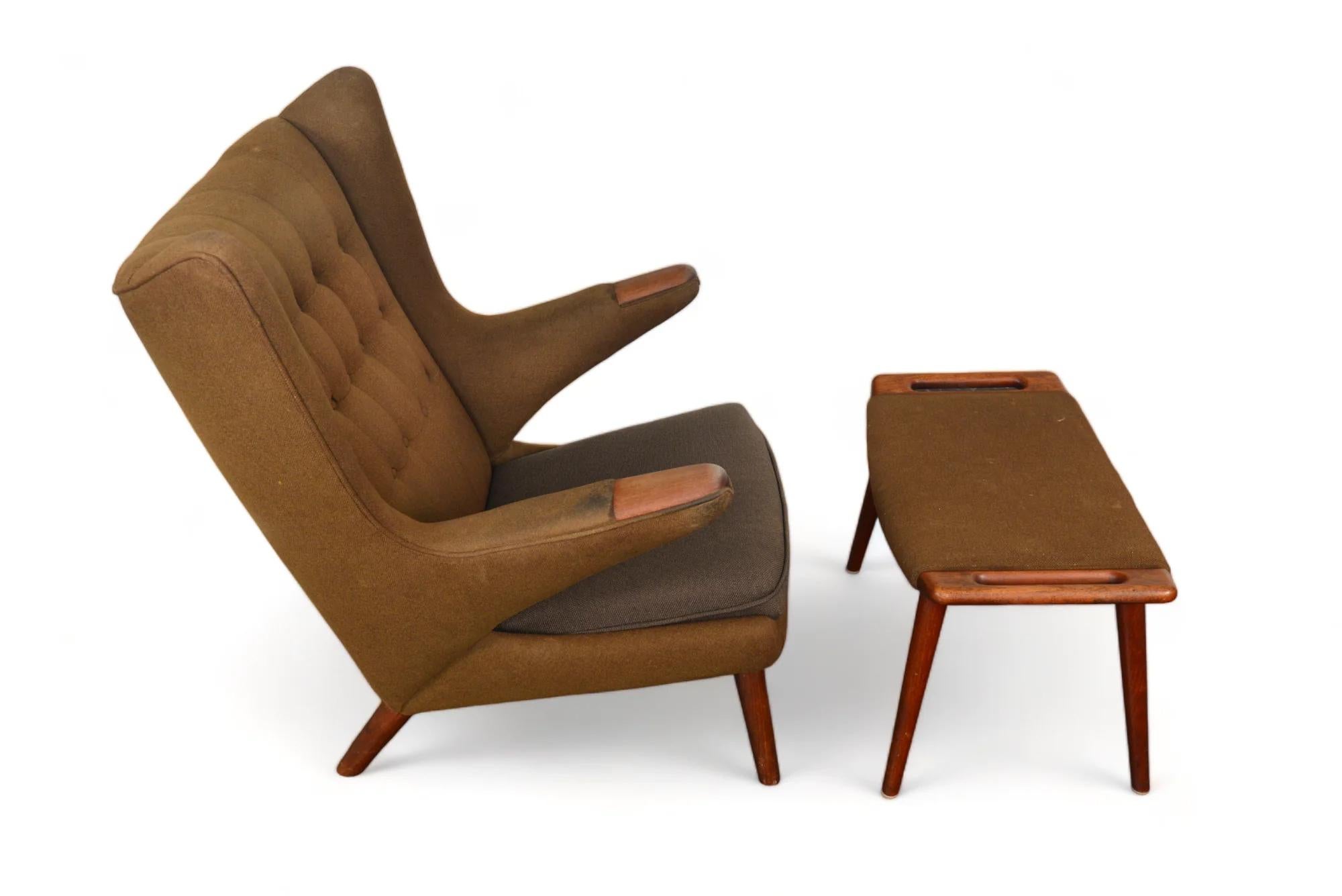 Hans Wegner Ap19 Papa Bear Chair + Ottoman For Sale 1