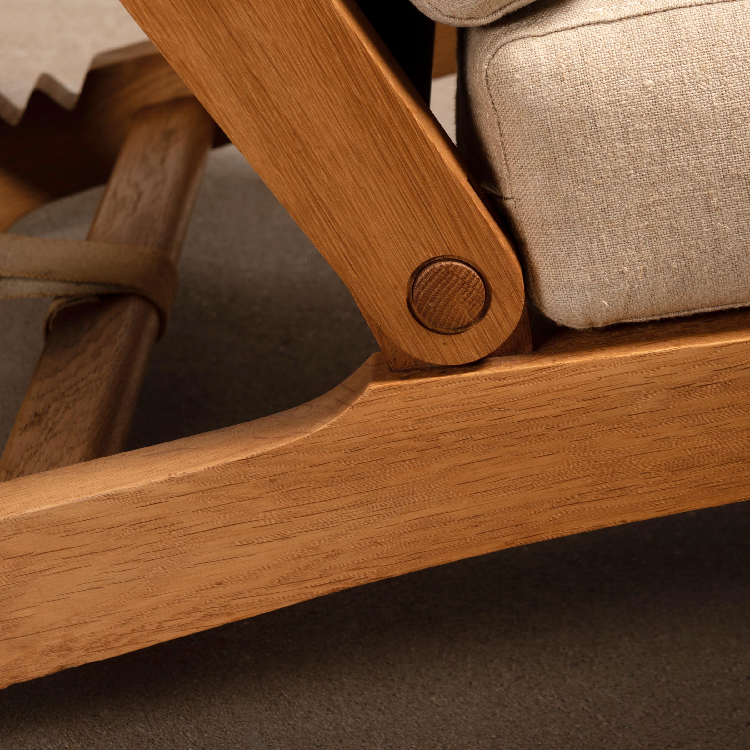 Hans Wegner Ap71 Lounge Chairs Oak Frame and Canvas, AP Stolen (for Shawn, CA) 4
