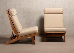 Hans Wegner Ap71 Sillas de salón Estructura de roble y lona, AP Robado (para Shawn, CA)