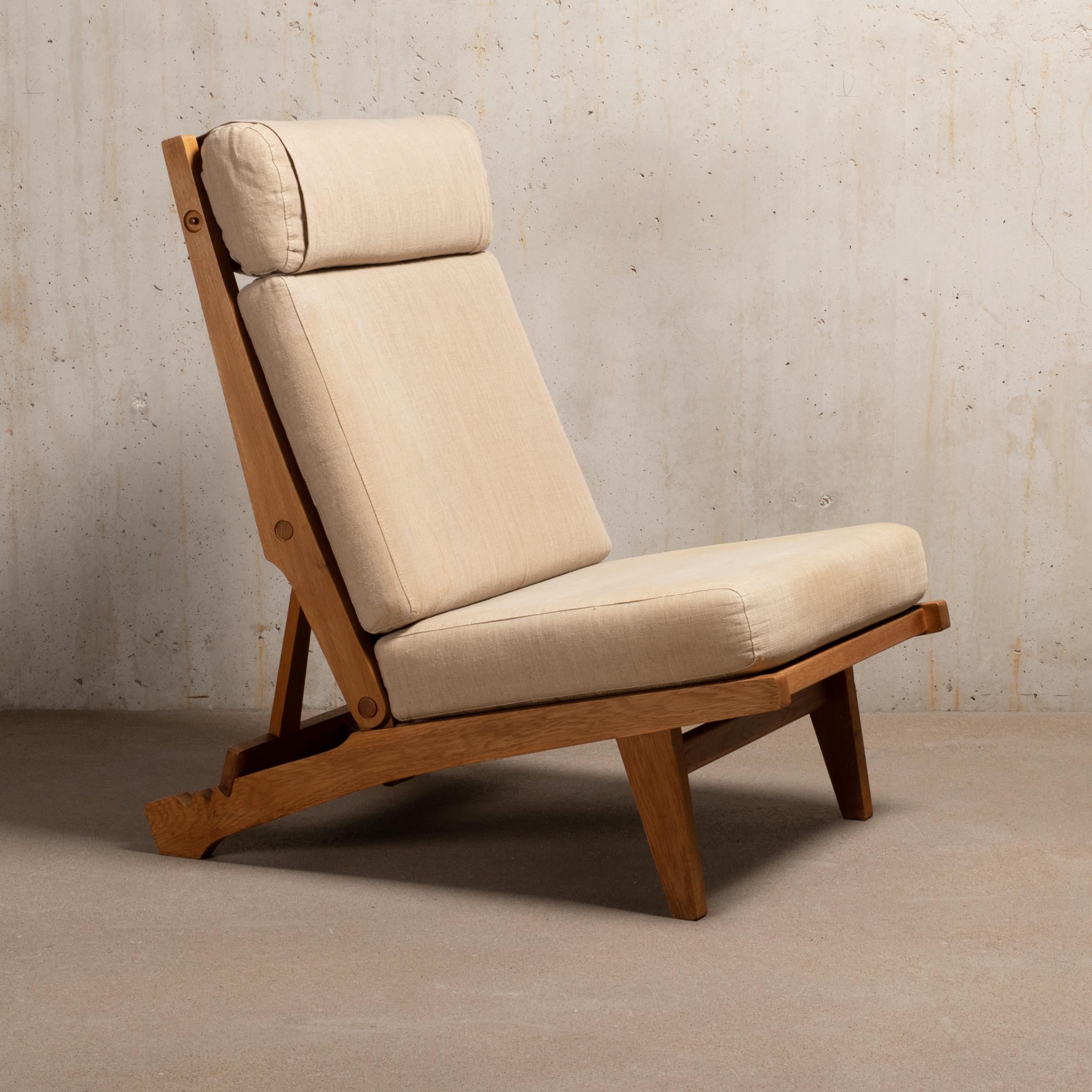 Fabric Hans Wegner Ap71 Lounge Chairs Oak Frame and Canvas, AP Stolen (for Shawn, CA)
