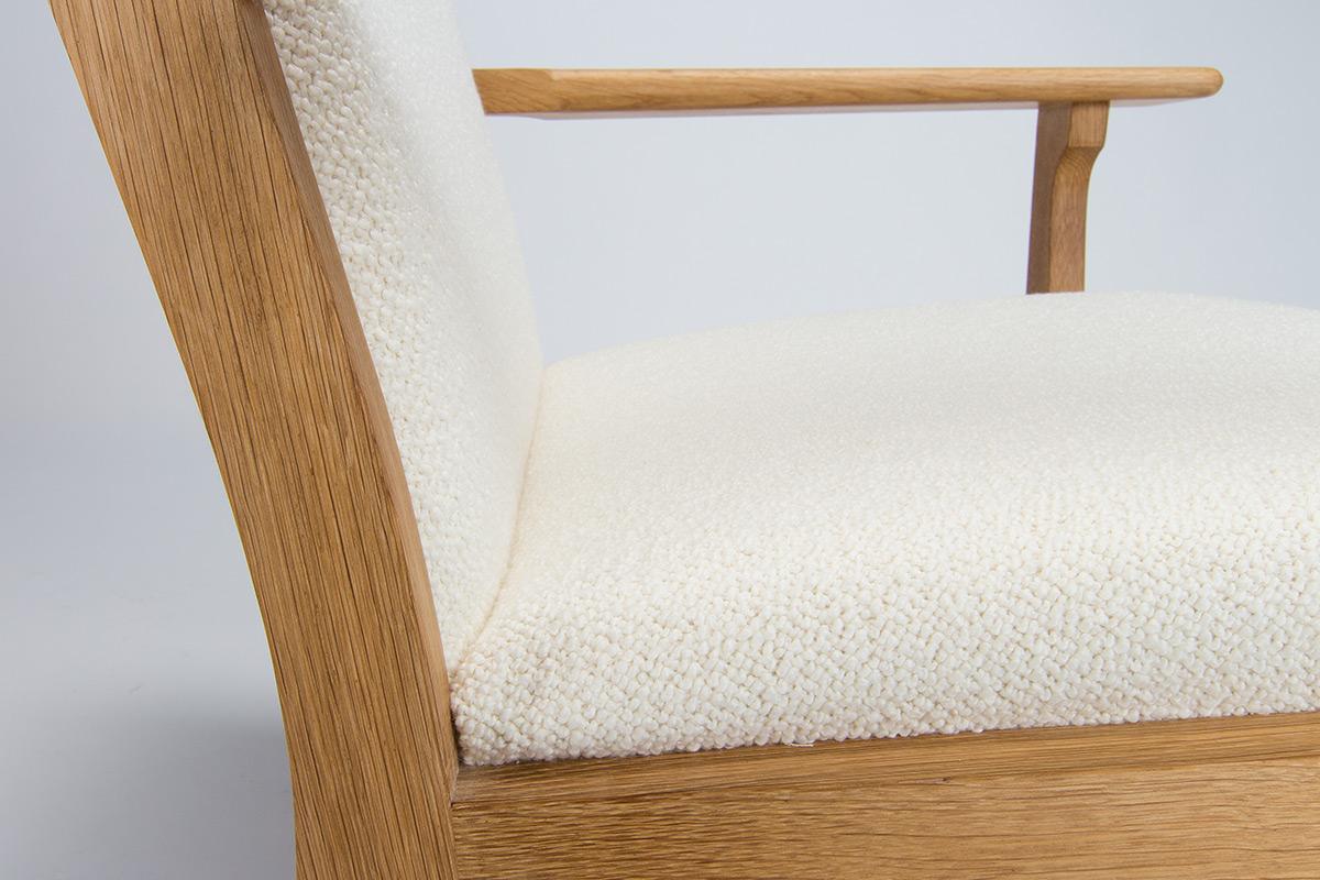Chêne Fauteuils Hans Wegner en Oak &  Boucle de laine crème par Getama, danois, années 1960 en vente