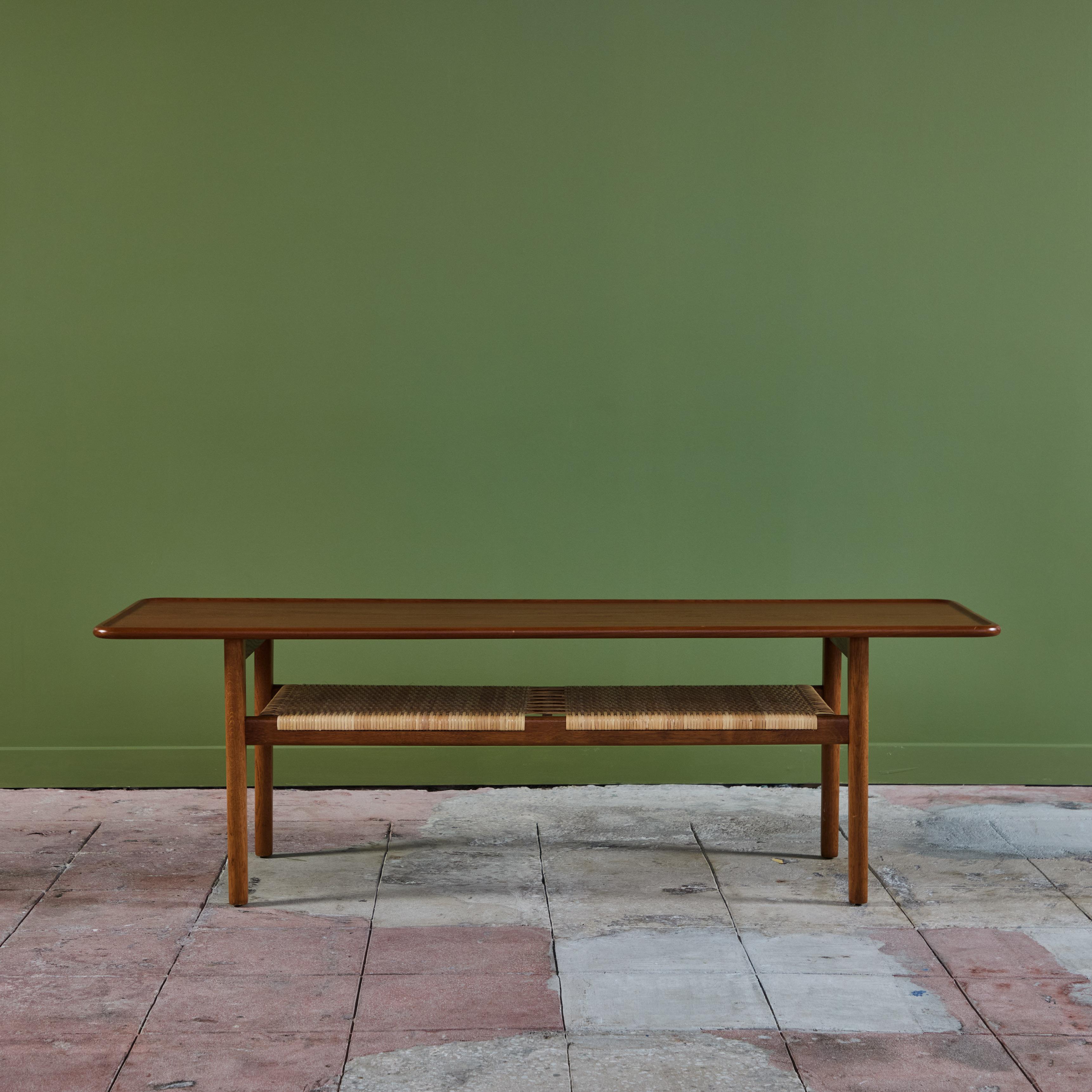 Hans Wegner AT-10 Coffee Table with Cane Shelf for Andreas Tuck For Sale 2