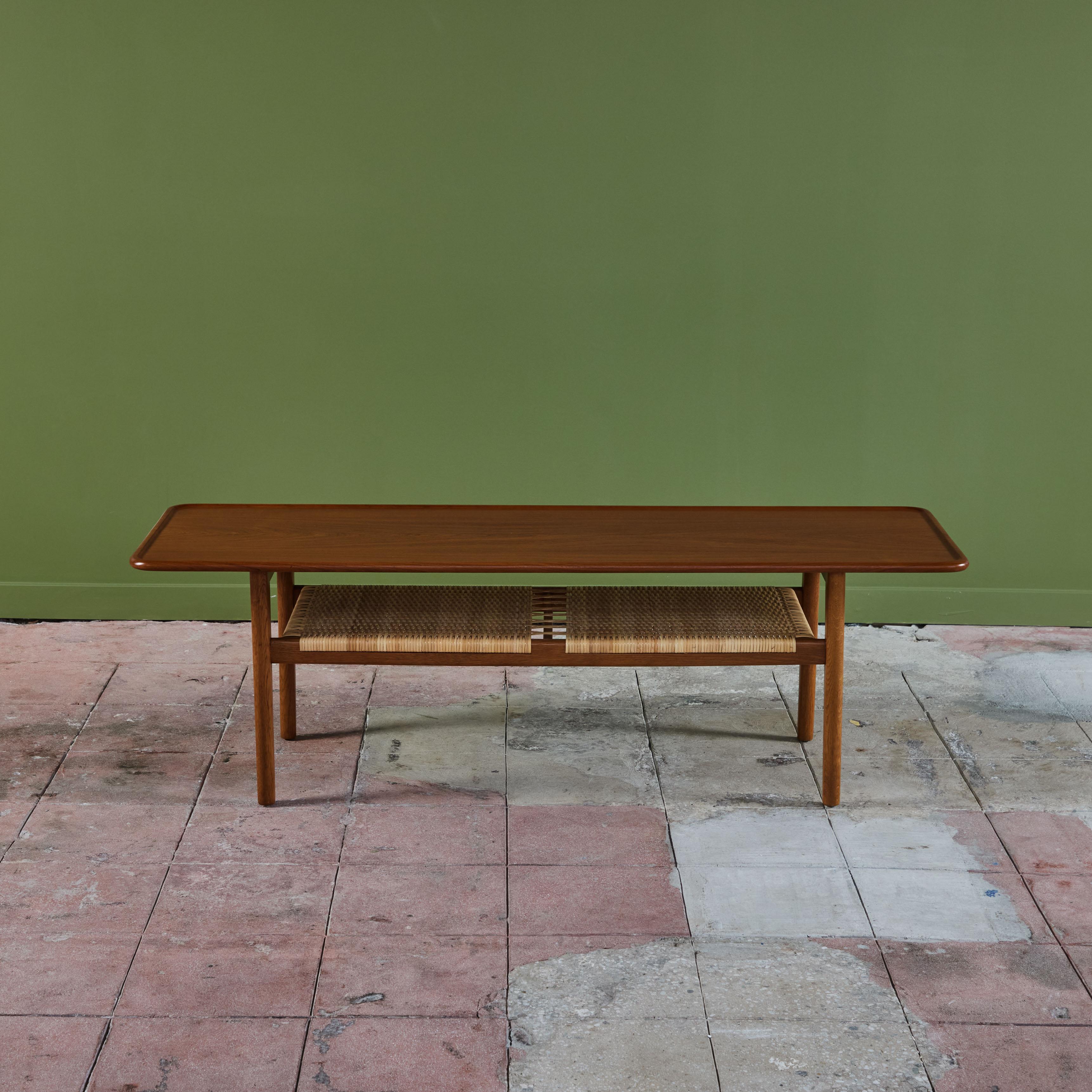 Hans Wegner AT-10 Coffee Table with Cane Shelf for Andreas Tuck For Sale 1
