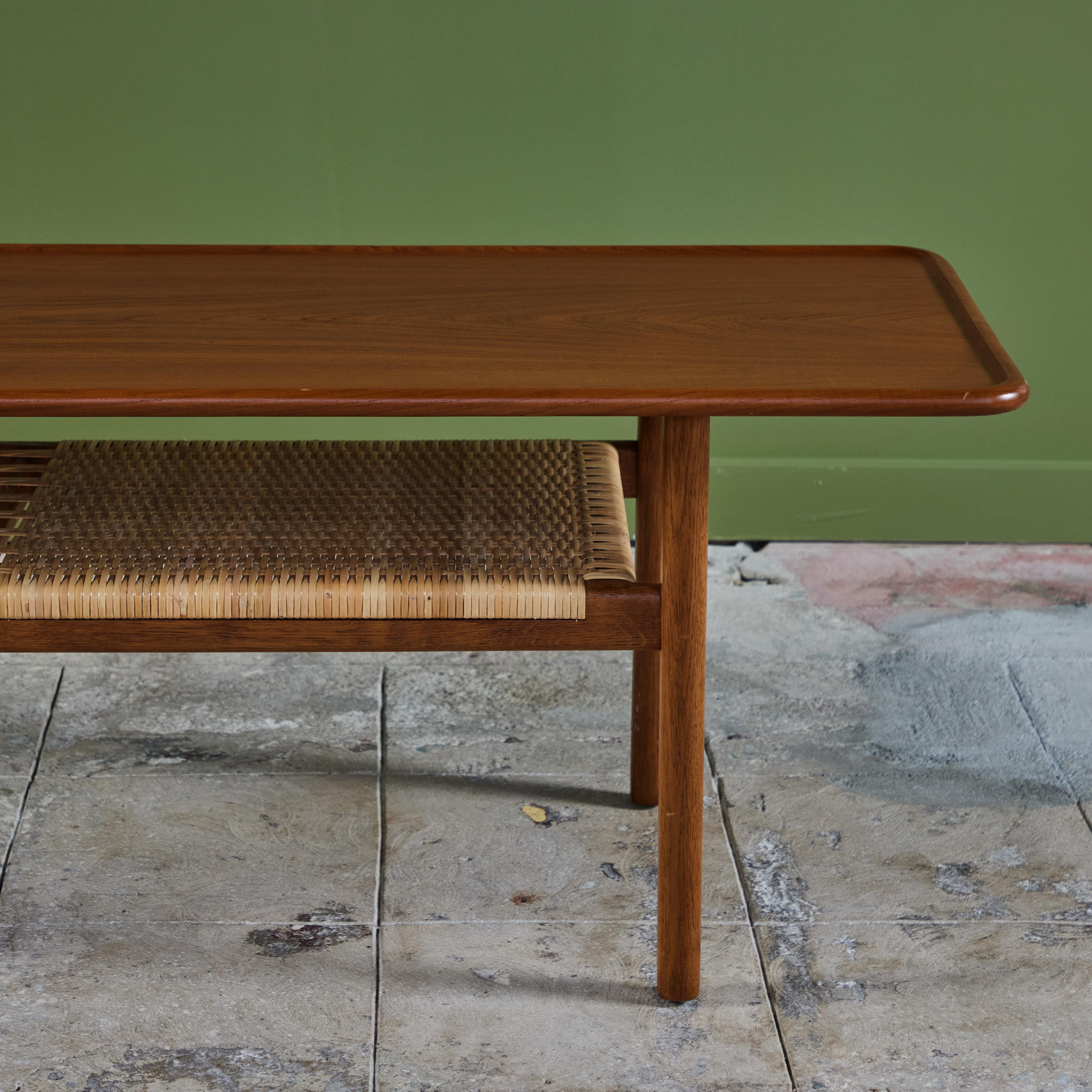 Hans Wegner AT-10 Coffee Table with Cane Shelf for Andreas Tuck For Sale 3