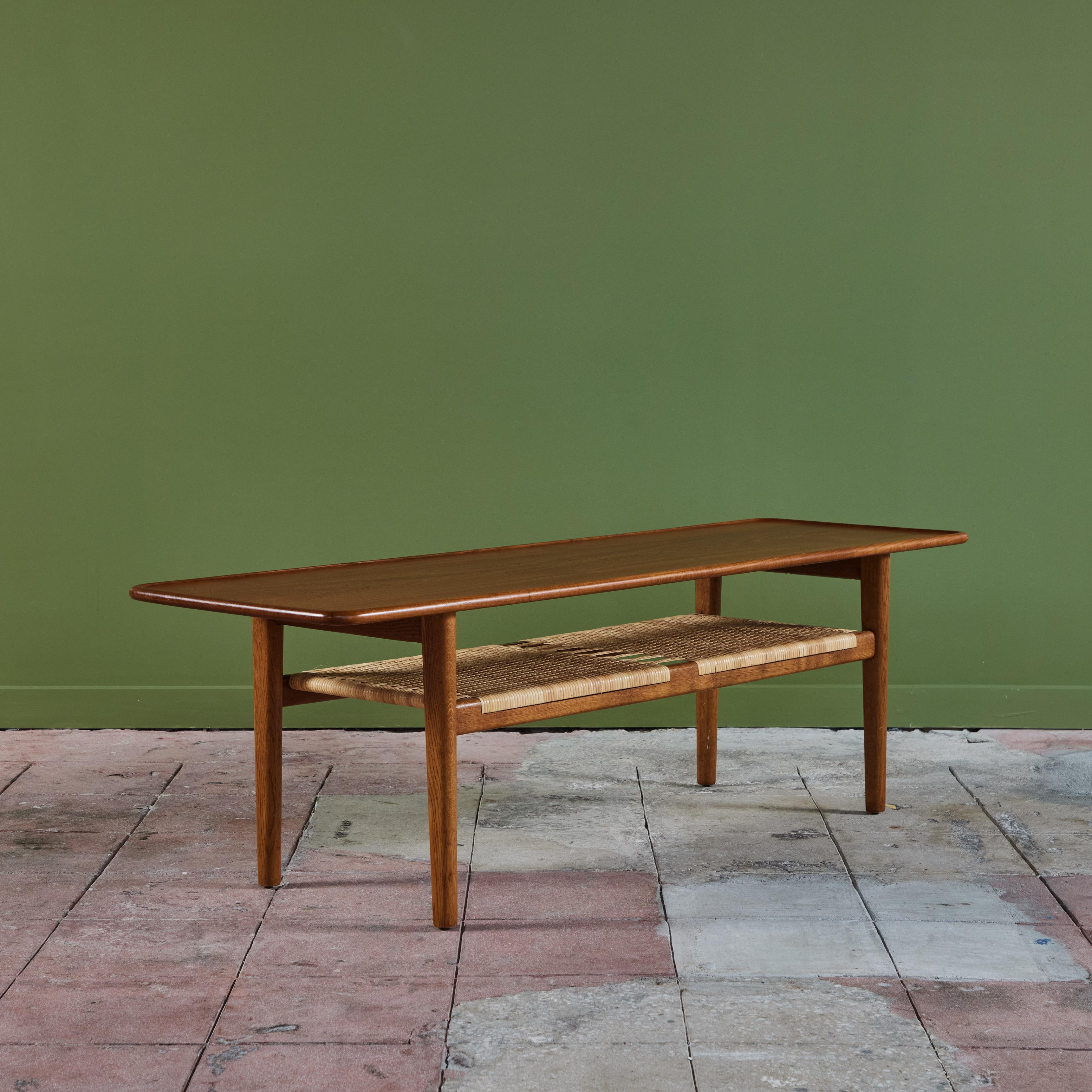 Danish Hans Wegner AT-10 Coffee Table with Cane Shelf for Andreas Tuck For Sale