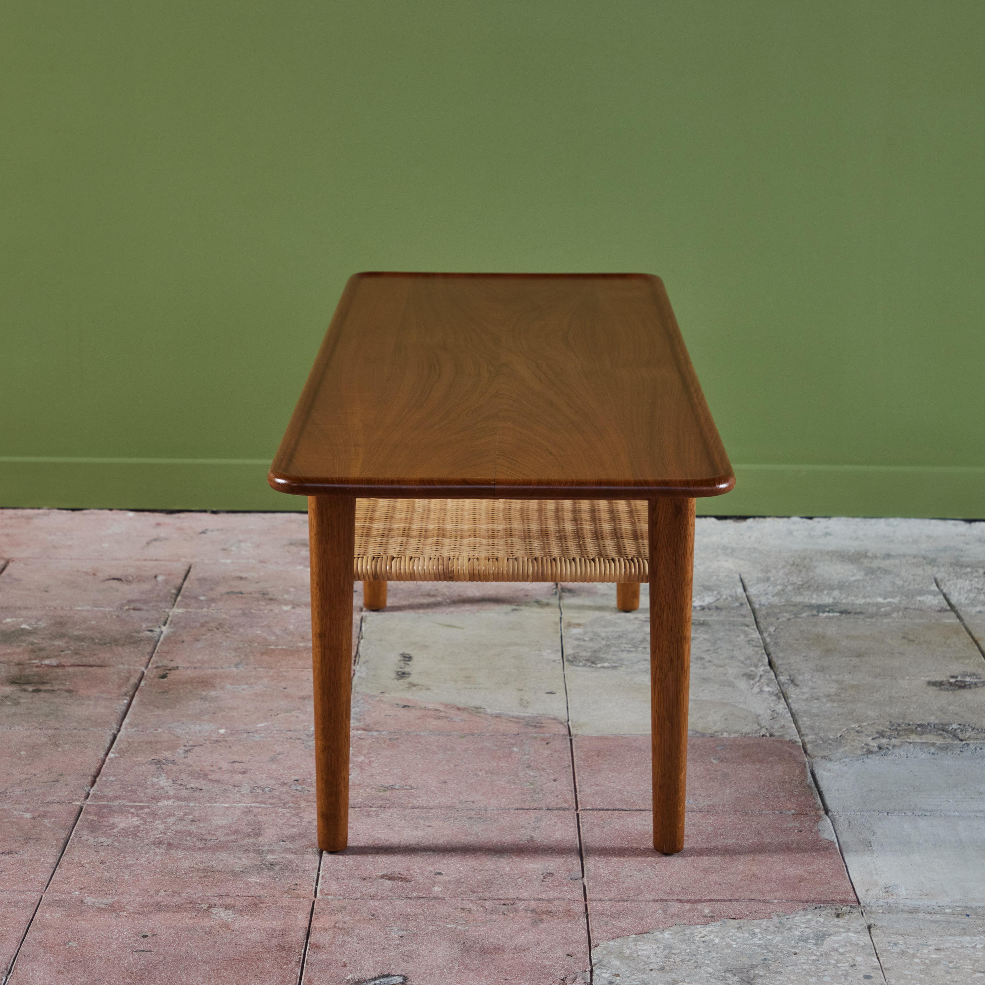 Caning Hans Wegner AT-10 Coffee Table with Cane Shelf for Andreas Tuck For Sale
