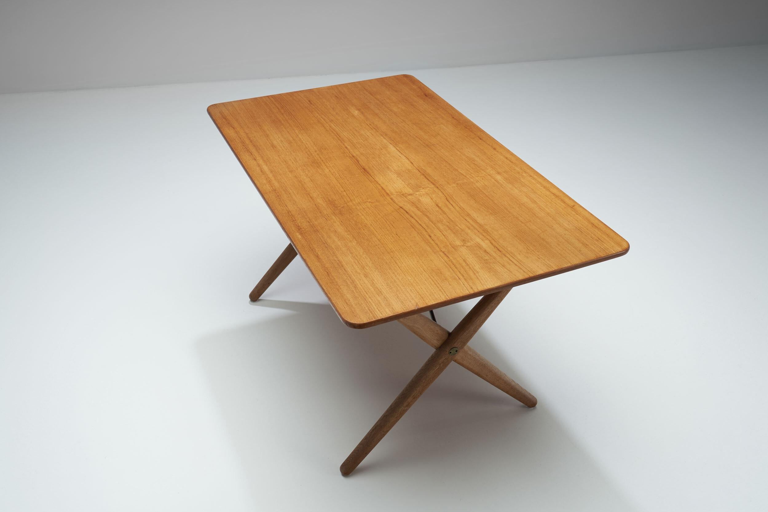 Hans Wegner 'AT 308' Oak Coffee Table with Cross-Leg Frame, Denmark, 1950s 1