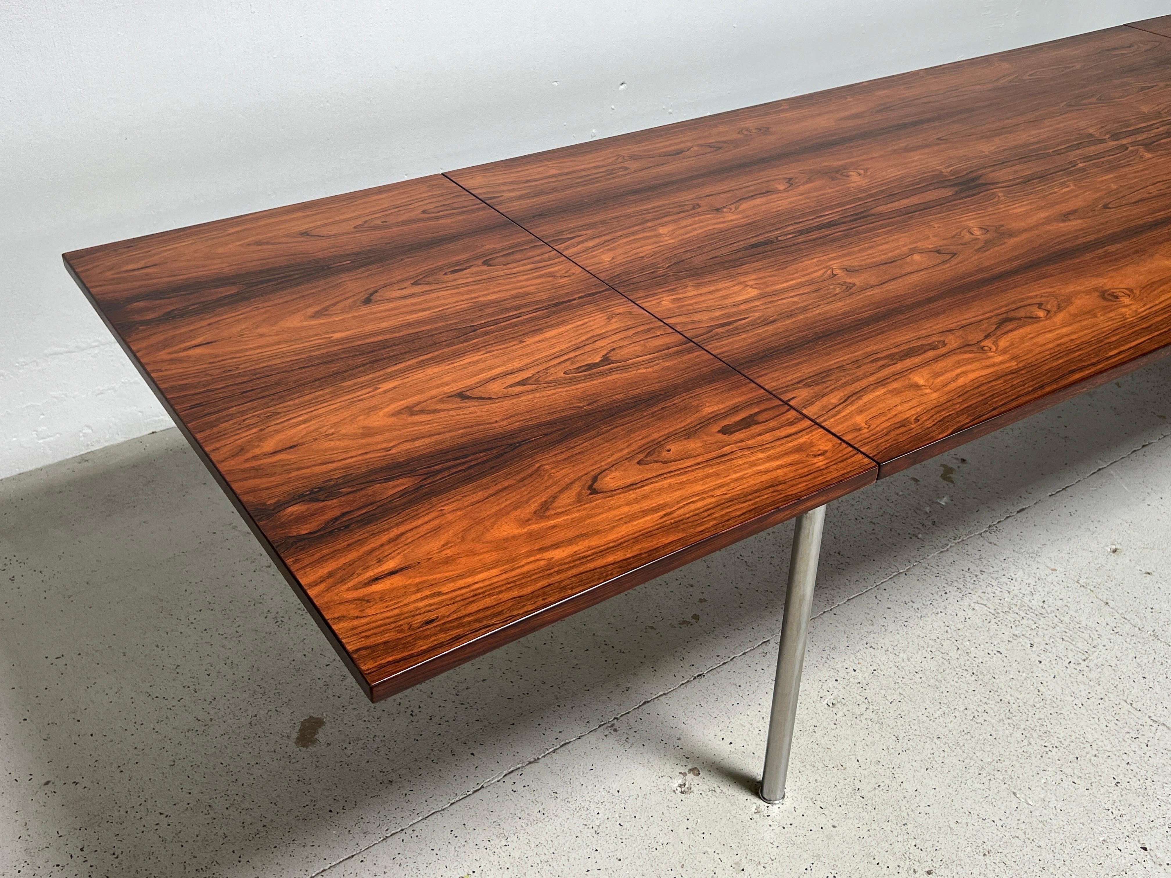 Hans Wegner AT-319 Rosewood & Steel Drop Leaf Dining Table for Andreas Tuck For Sale 7