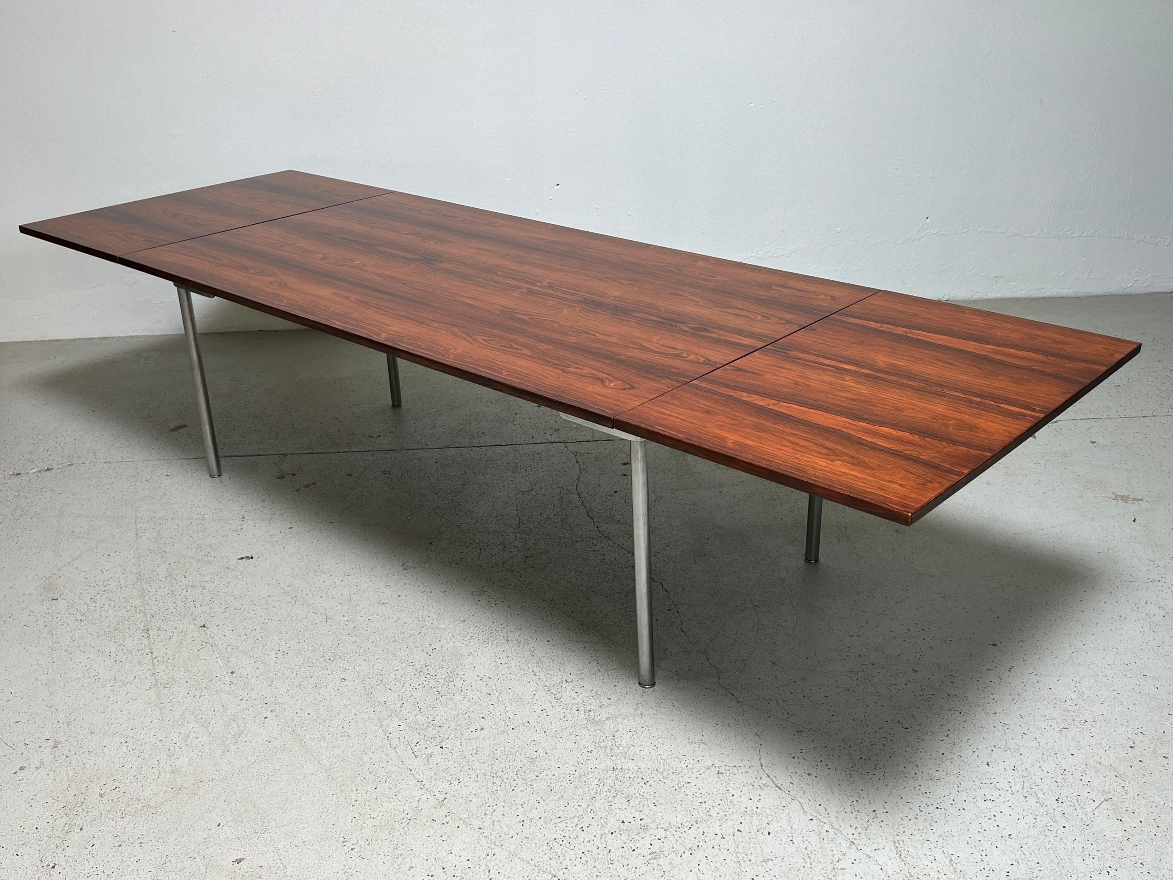 Hans Wegner AT-319 Rosewood & Steel Drop Leaf Dining Table for Andreas Tuck For Sale 8