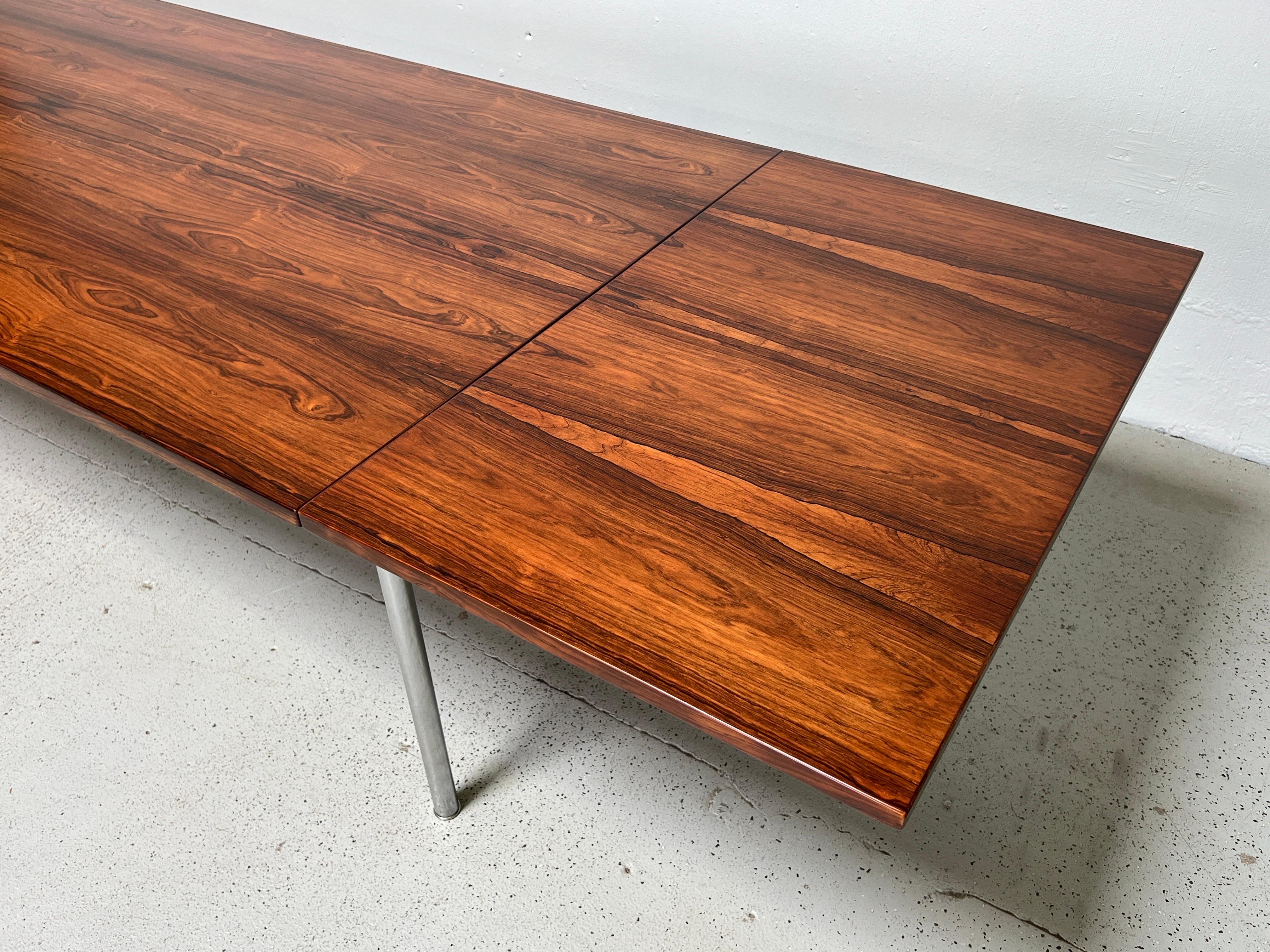 Hans Wegner AT-319 Rosewood & Steel Drop Leaf Dining Table for Andreas Tuck For Sale 9