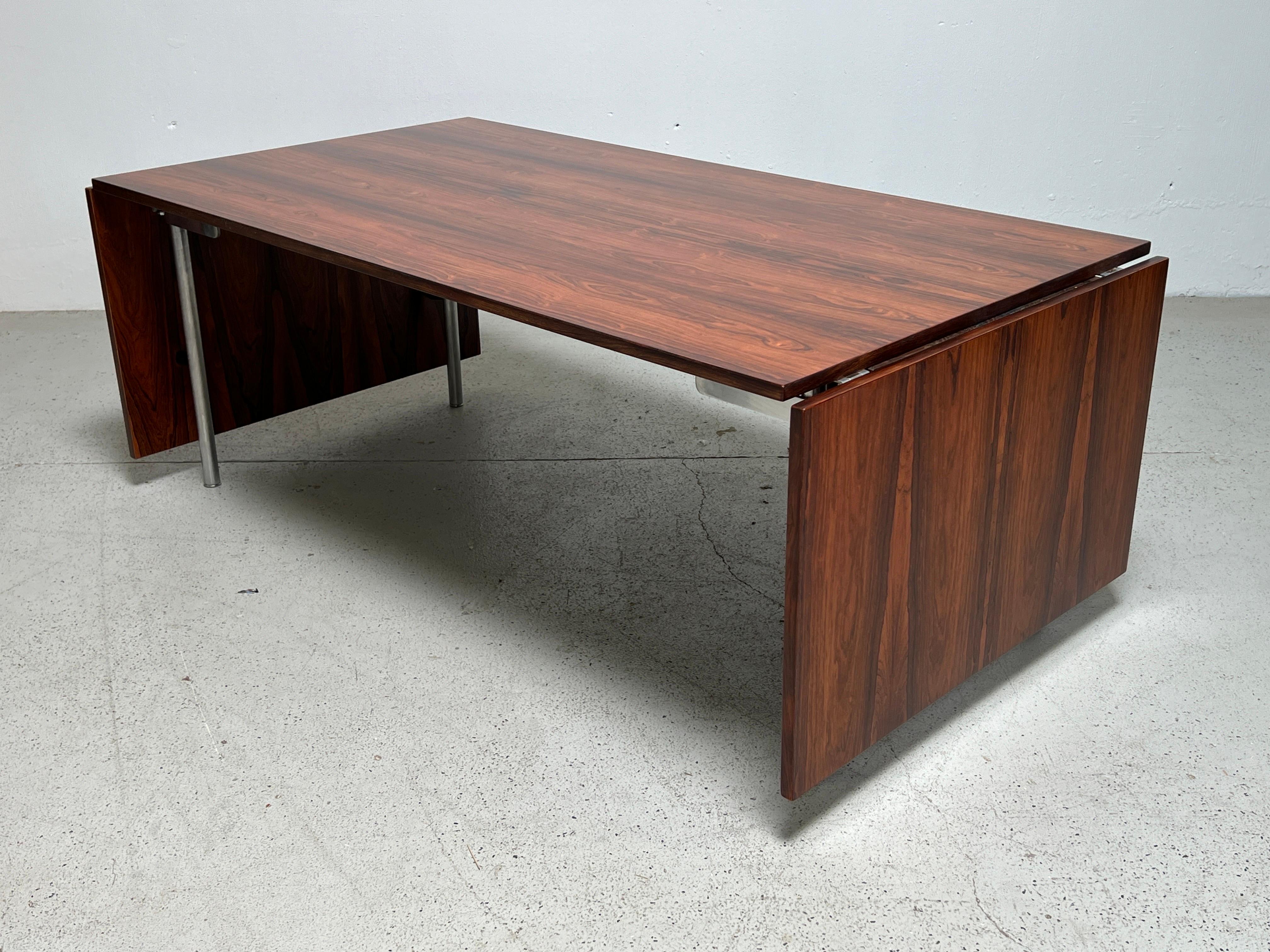 Table de salle à manger à abattant en bois de rose et acier AT-319 de Hans Wegner pour Andreas Tuck en vente 13