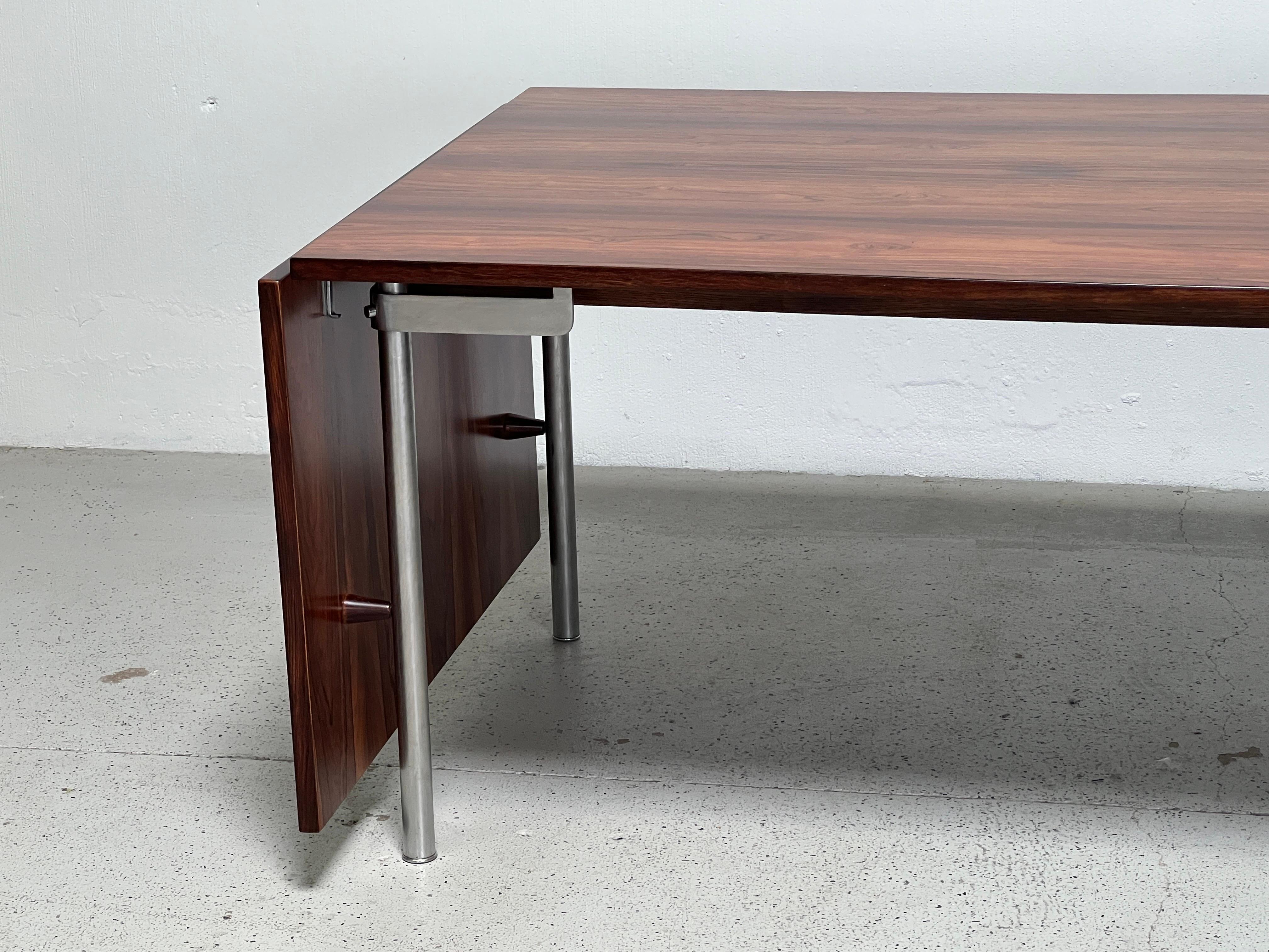 Mid-20th Century Hans Wegner AT-319 Rosewood & Steel Drop Leaf Dining Table for Andreas Tuck For Sale