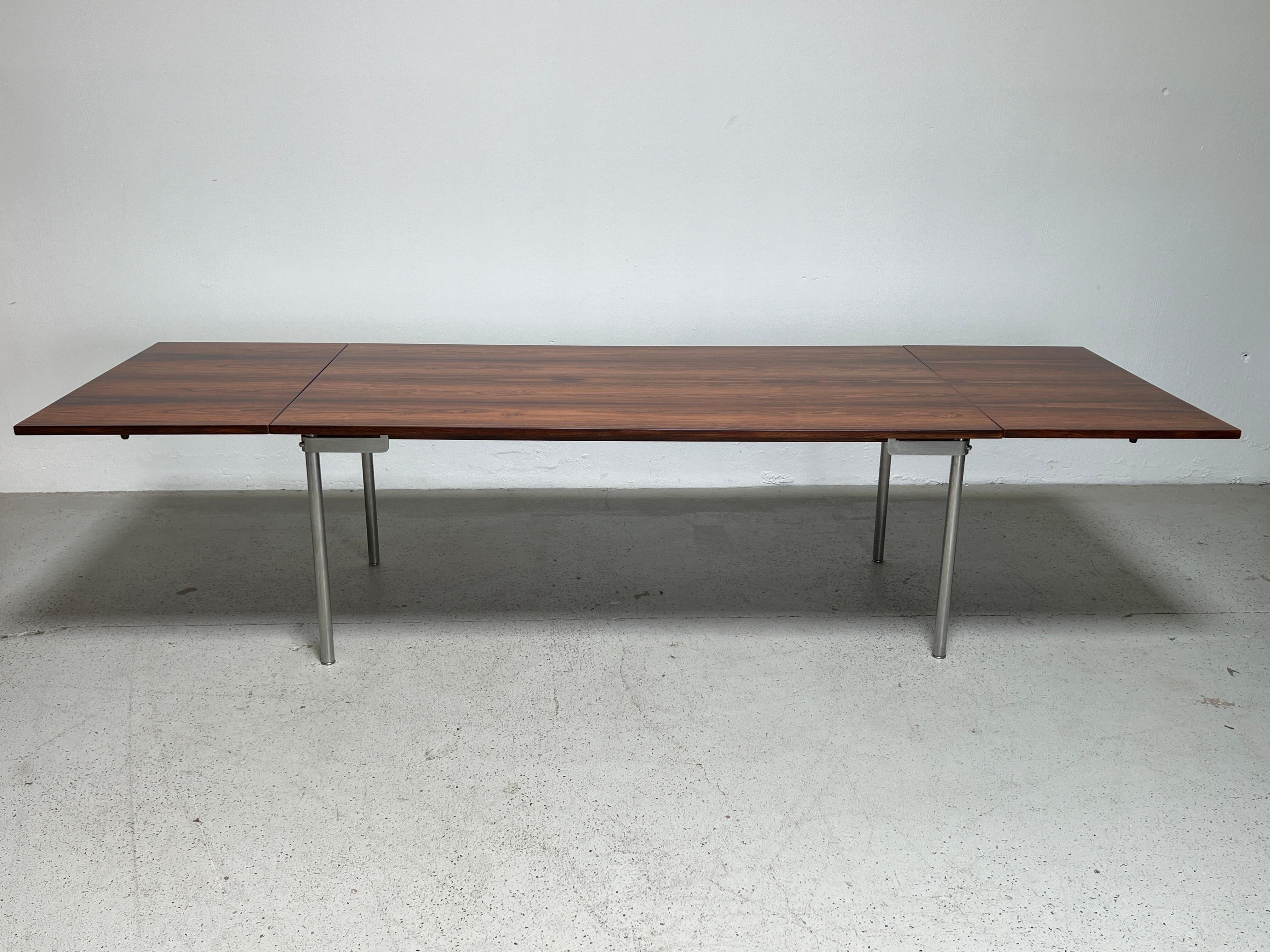 Table de salle à manger à abattant en bois de rose et acier AT-319 de Hans Wegner pour Andreas Tuck en vente 4