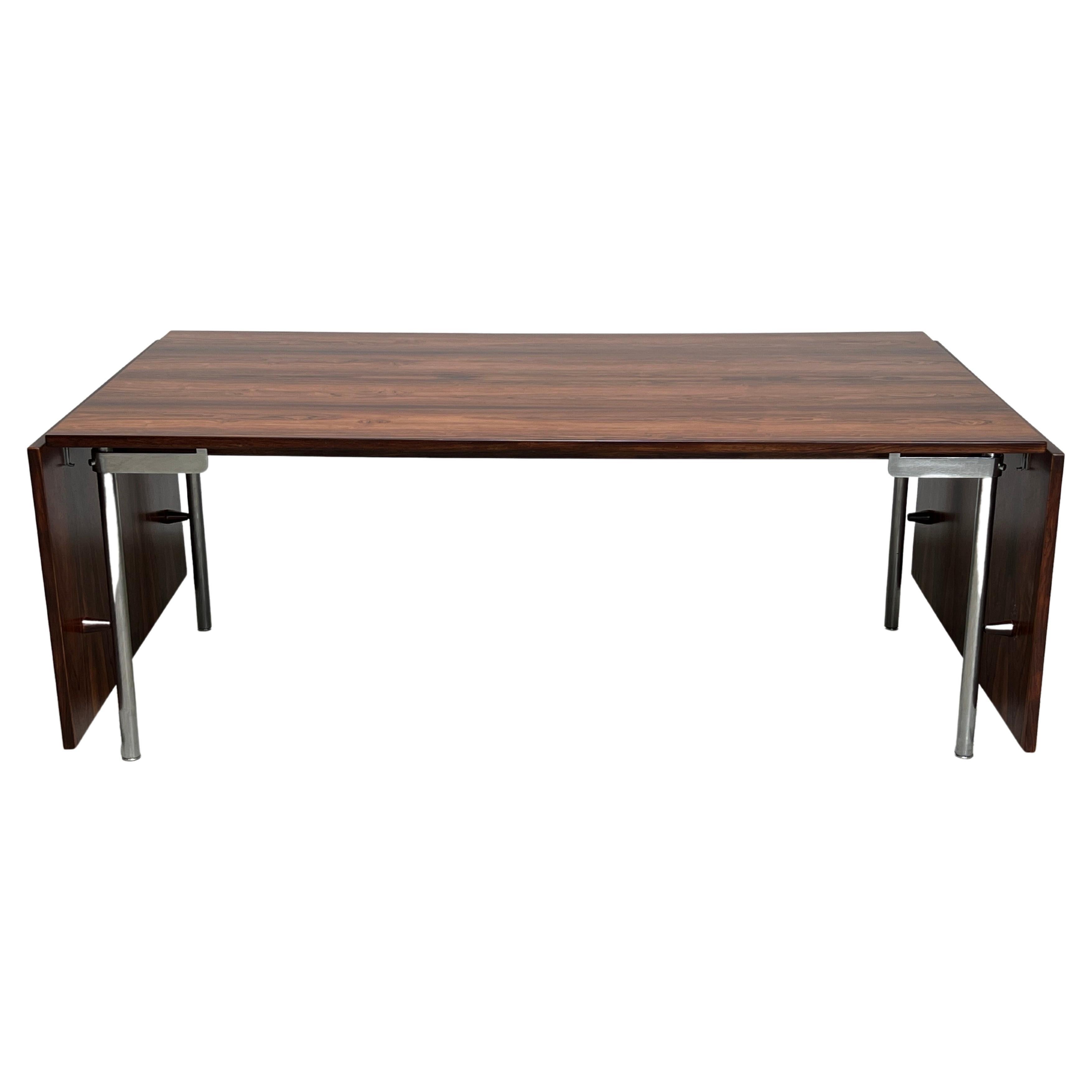 Hans Wegner AT-319 Rosewood & Steel Drop Leaf Dining Table for Andreas Tuck