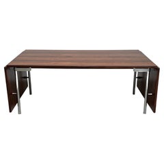 Hans Wegner AT-319 Rosewood & Steel Drop Leaf Dining Table for Andreas Tuck