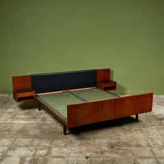 Hans Wegner Bed Frame with Attached Nightstands for Getama