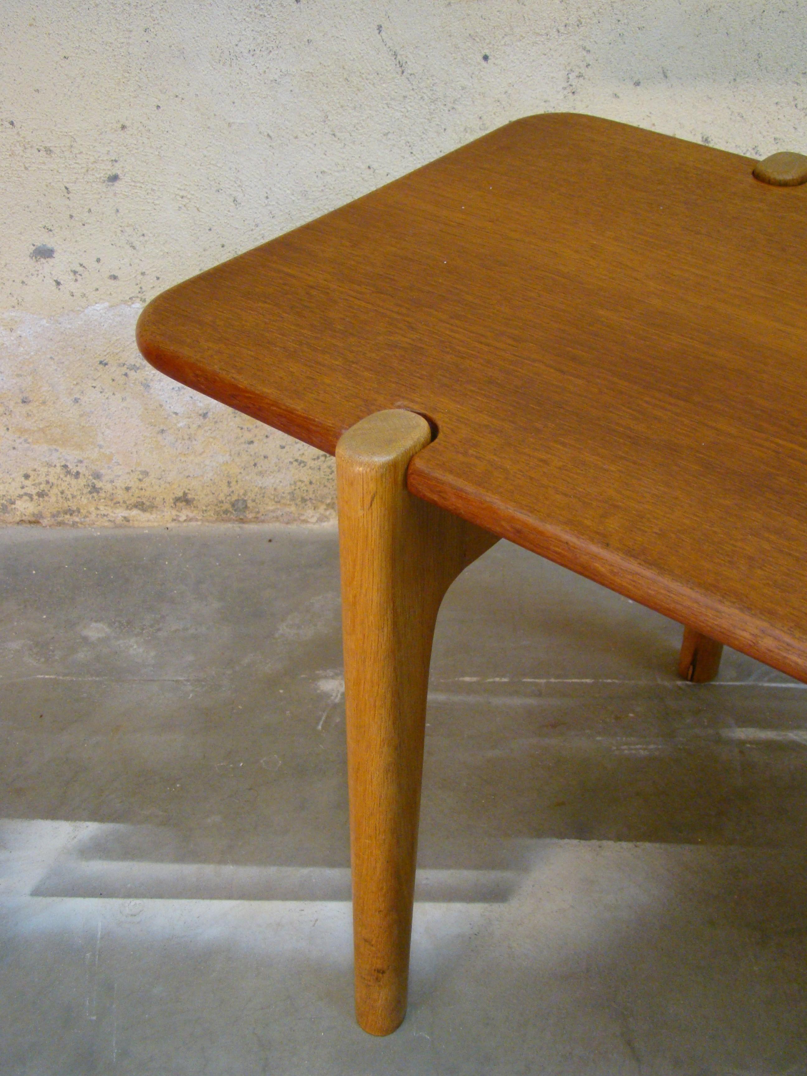 Hans Wegner Bench Coffee Table in Oak with Teak Tabletop for Johannes Hansen 8
