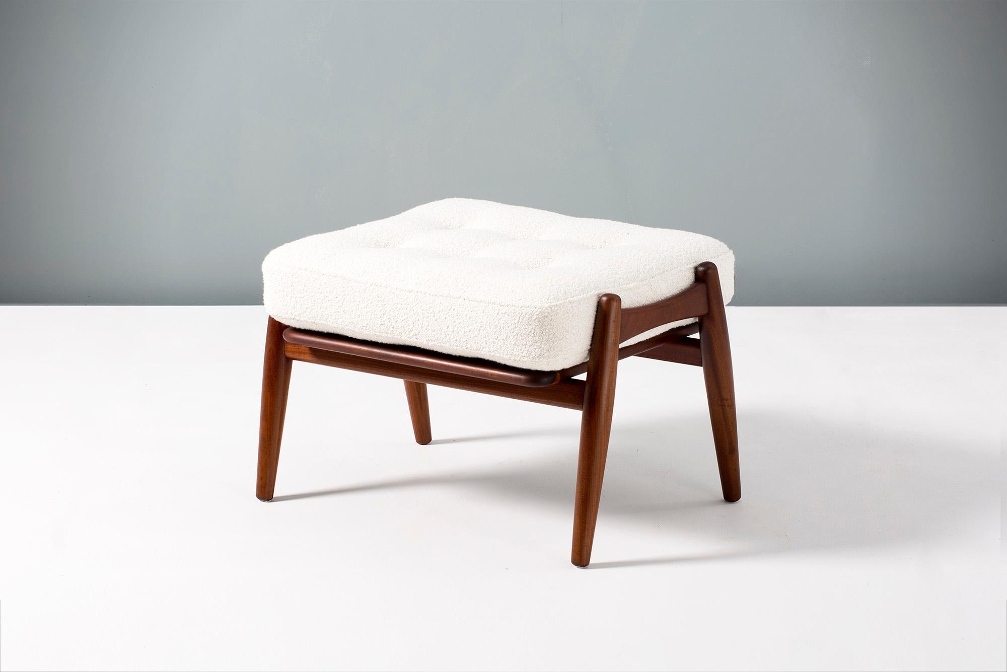 Danish Hans Wegner Boucle Ottoman, Afromosia Teak