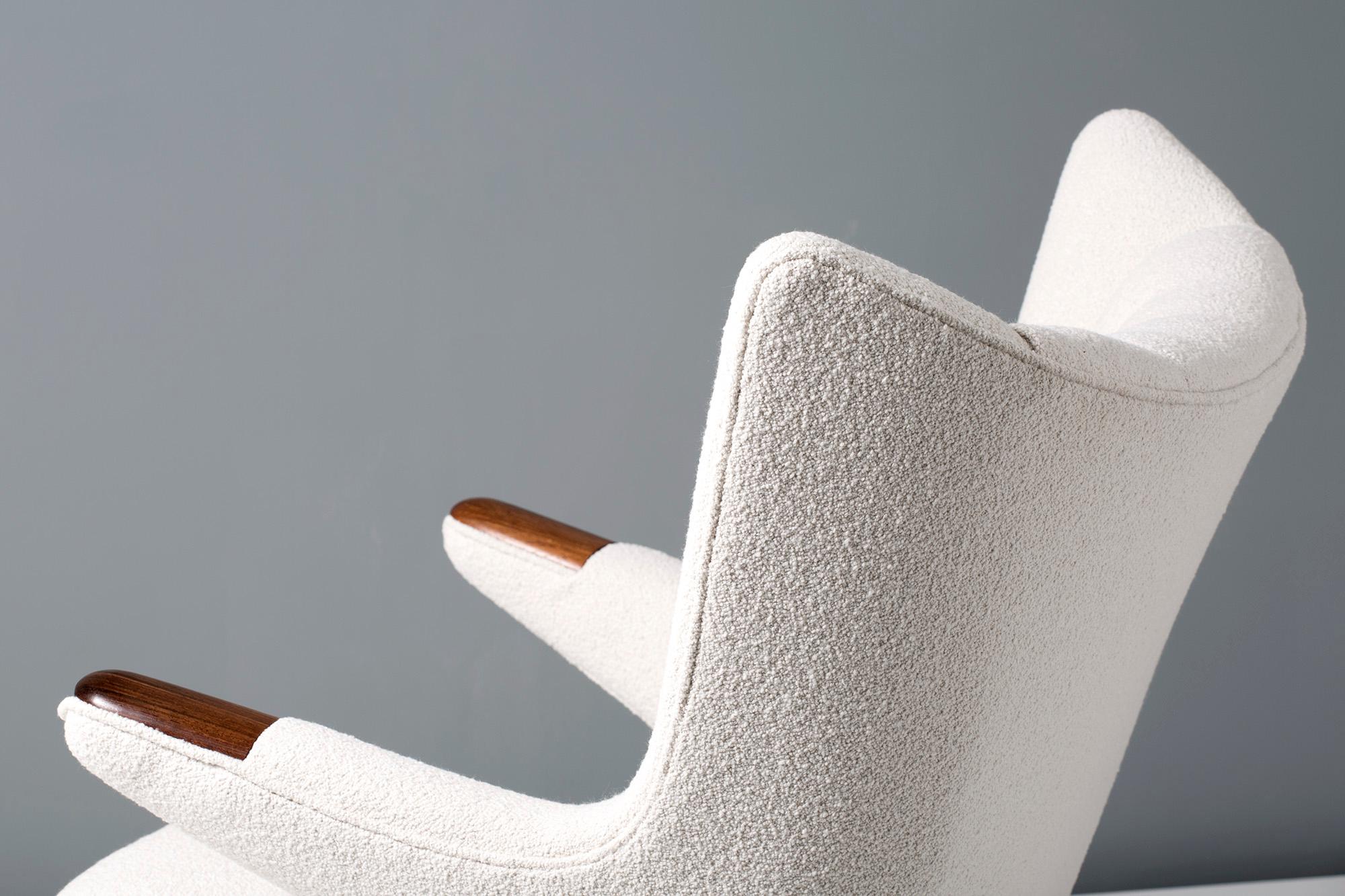 Hans Wegner Boucle Papa Bear Chair and Ottoman 5