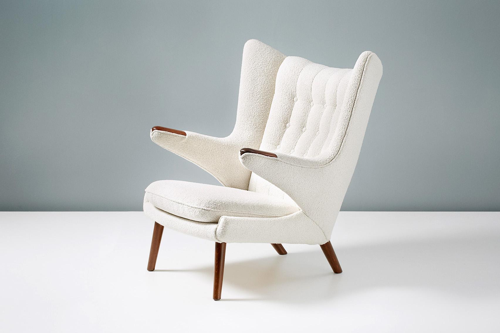 Mid-20th Century Hans Wegner Boucle Papa Bear Chair and Ottoman