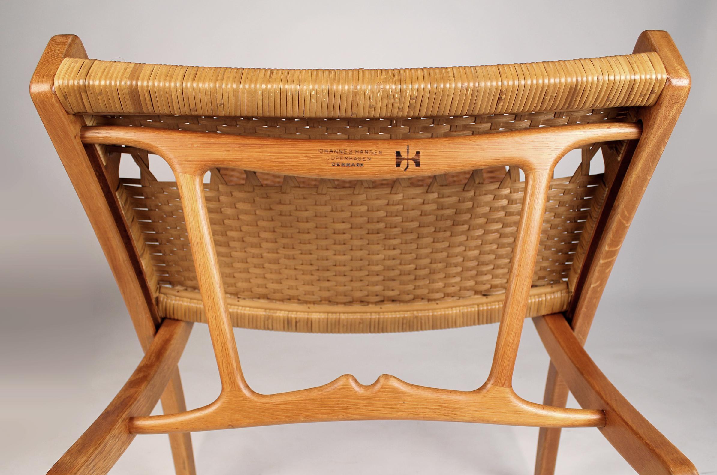 20th Century Hans Wegner Cane and Oak Folding Chairs for Johannes Hansen of Denmark