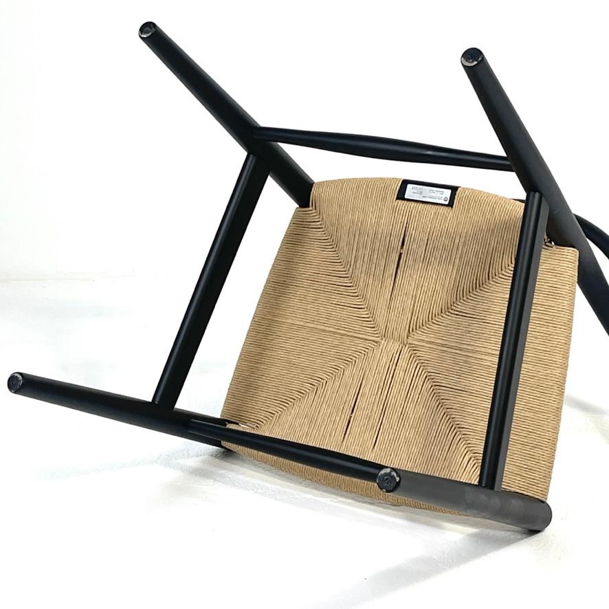 Hans Wegner Carl Hansen Black Wood wishbone Woven Natural Papercord CH24 Chair im Angebot 3