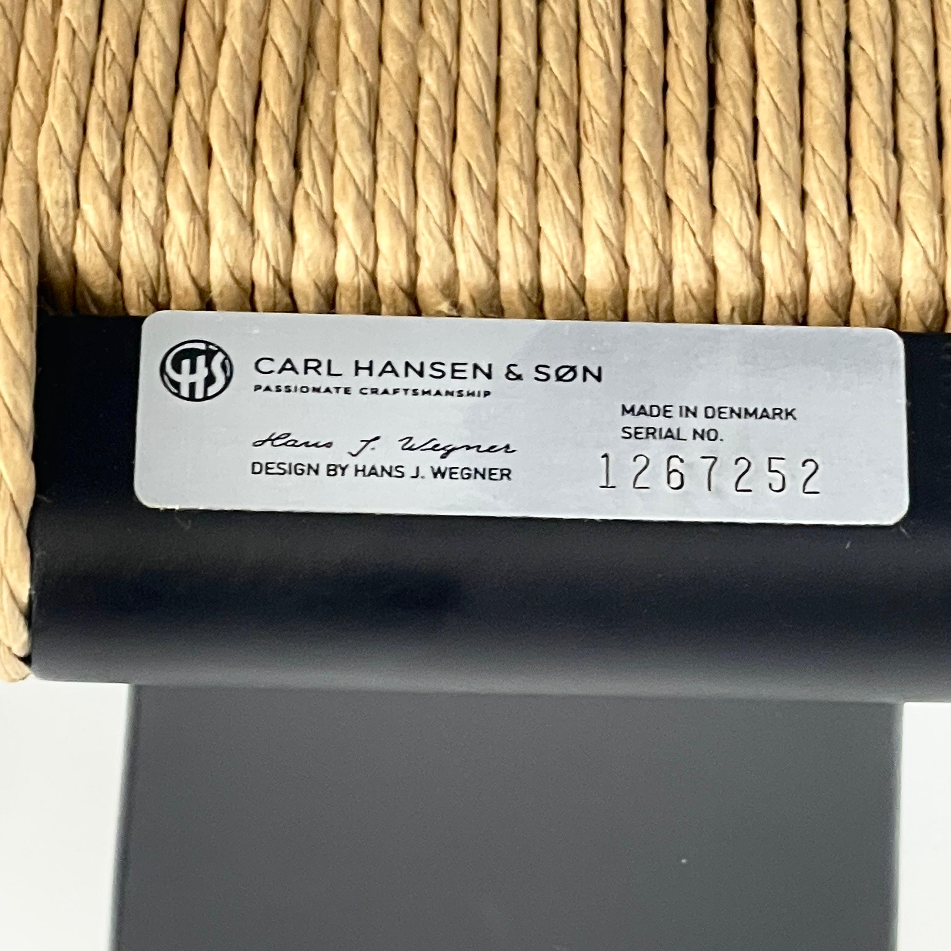 Hans Wegner Carl Hansen Black Wood wishbone Woven Natural Papercord CH24 Chair im Angebot 5