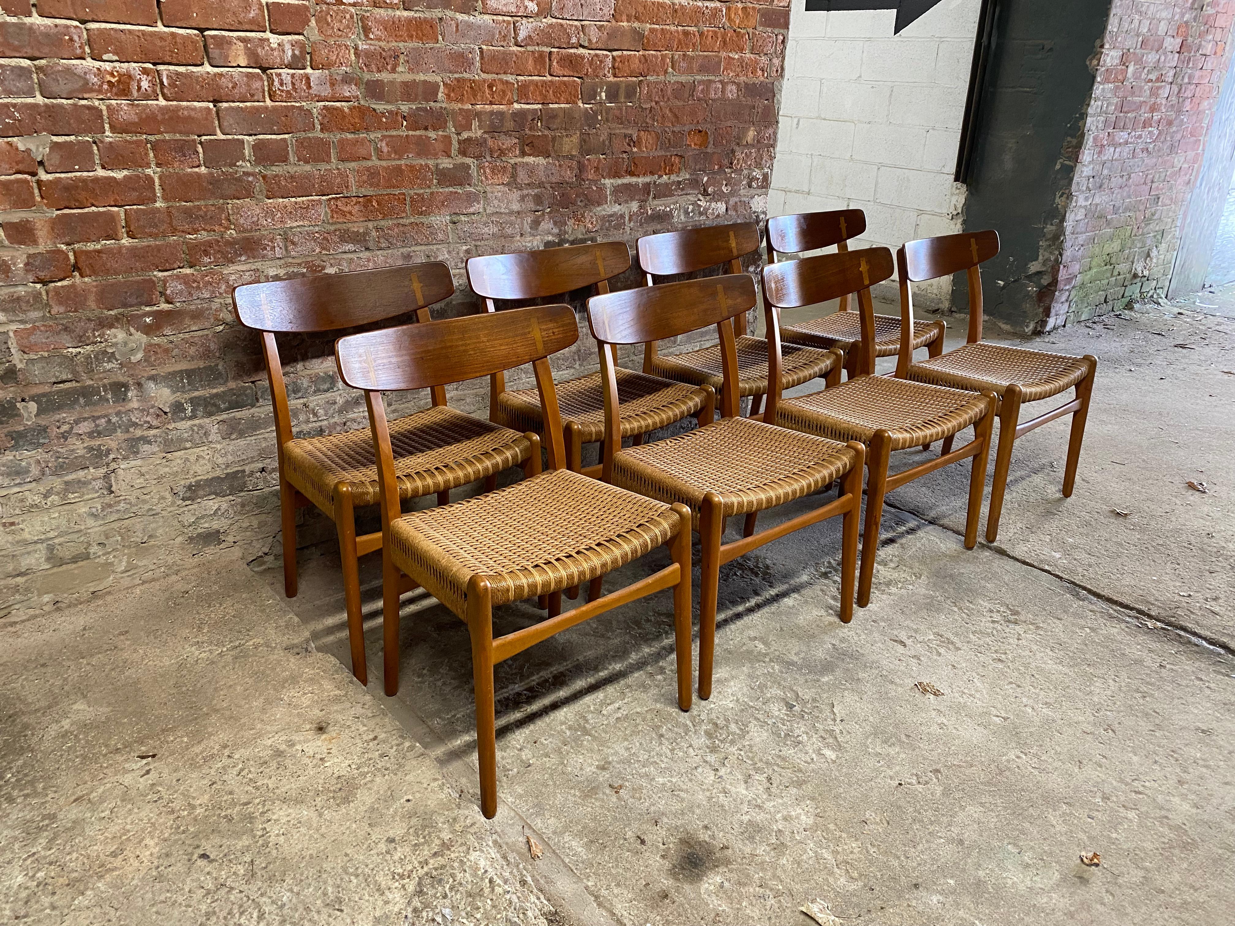 Danish Hans Wegner CH-23 Teak and Beech Dining Chairs, Set of 8