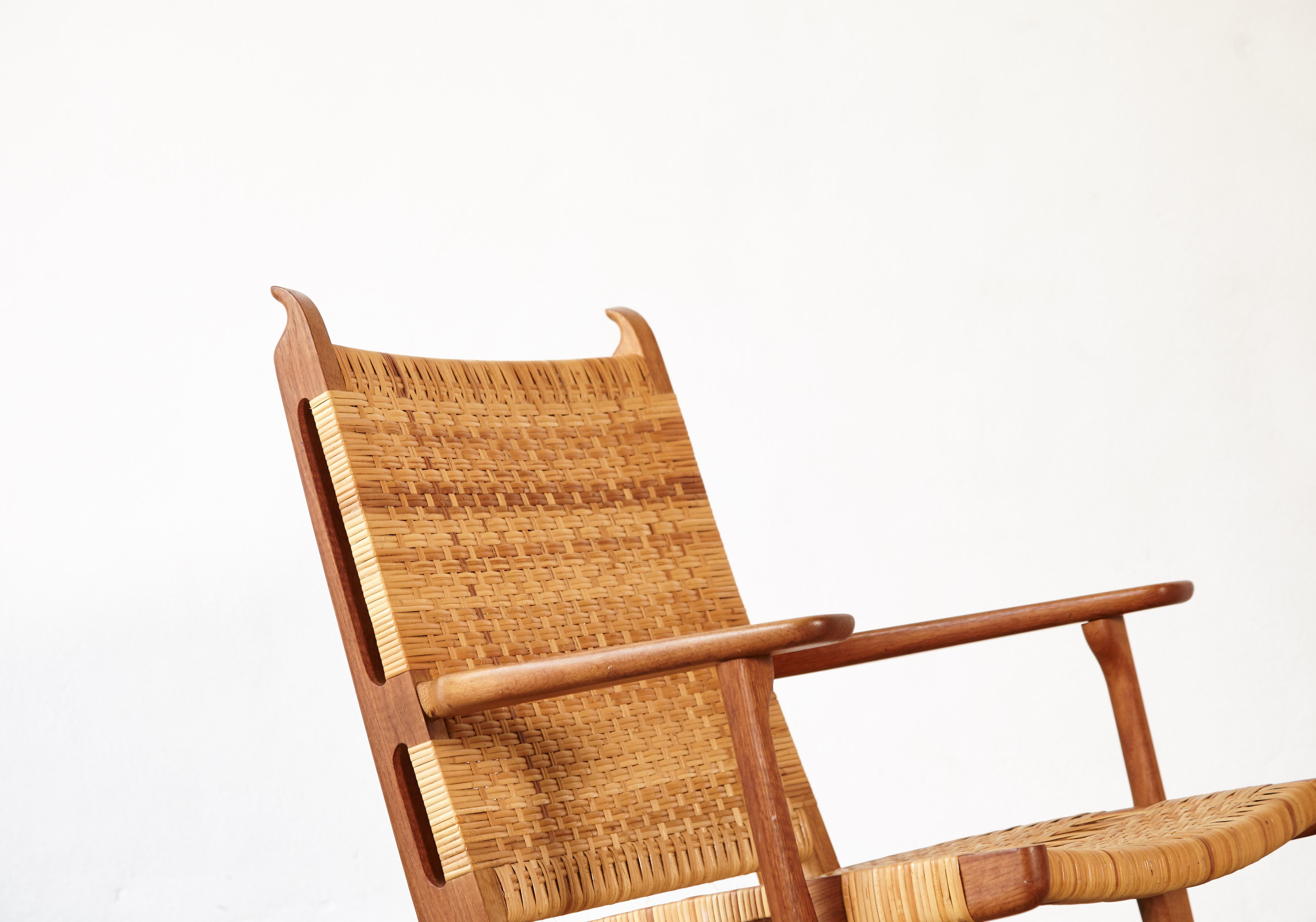 Rattan Hans Wegner CH-27 Chair, Carl Hansen & Son, Denmark, 1950s