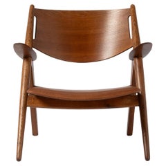 Hans Wegner CH-28 Oak & Leather Sawbuck Chair, 1951