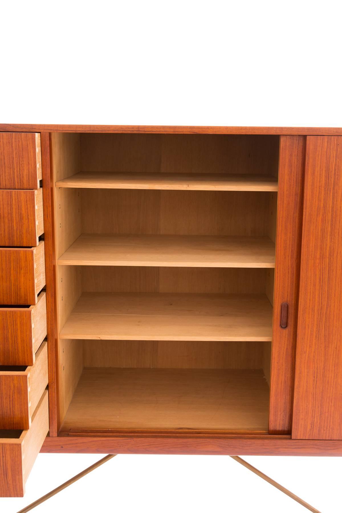 Mid-20th Century Hans Wegner CH-304 Teak and Brass Credenza