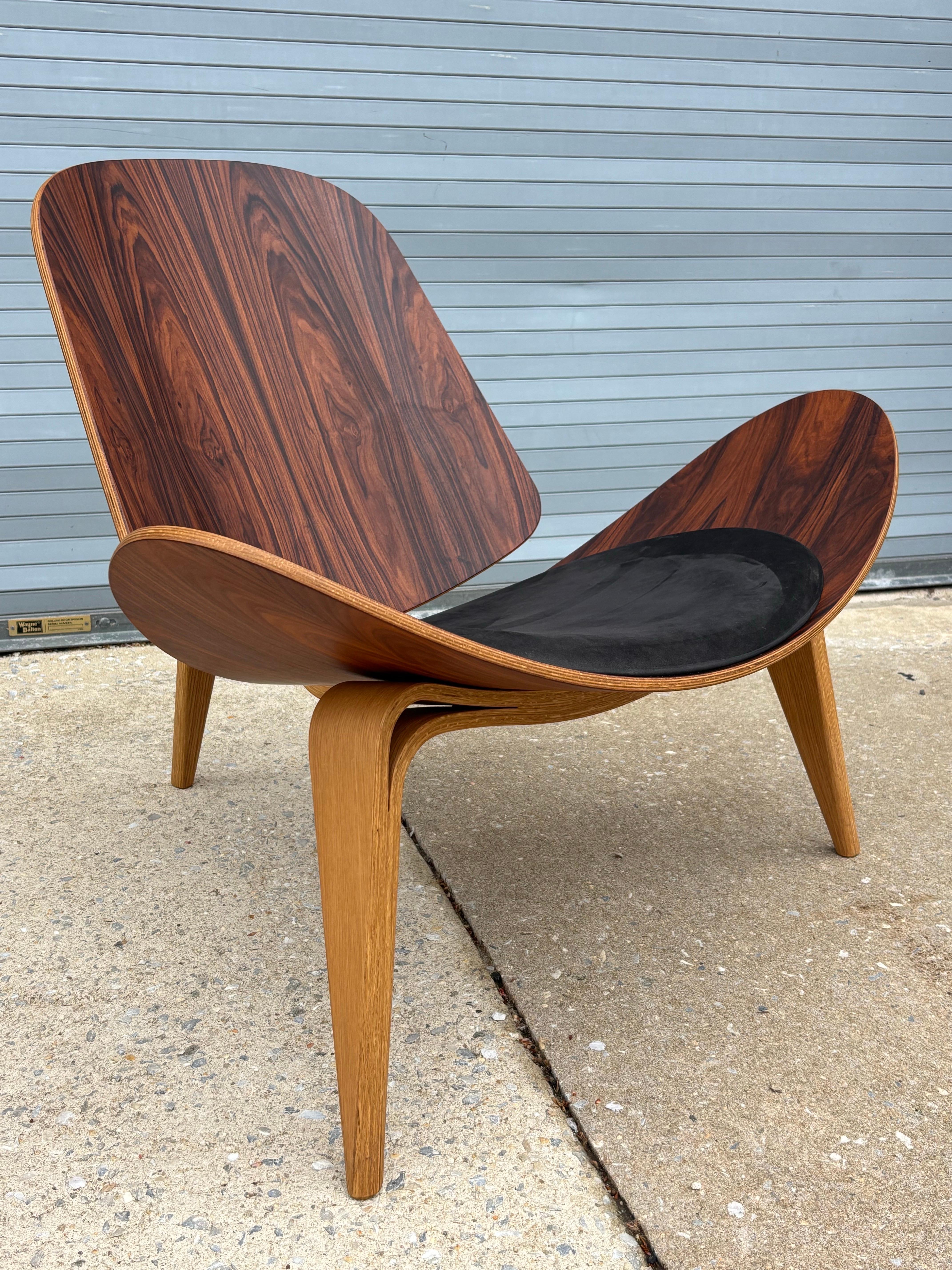 Pelle Hans Wegner CH07 J60P Sedia Anniversary Shell in palissandro per Hansen in vendita